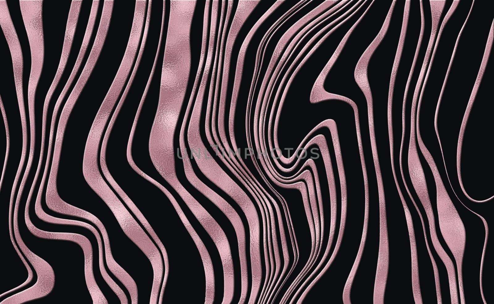 Zebra animal skin stripes, wavy with colourful black pink gold beautiful pattern. Safari, wildlife zoo natural background. African animal design. Horizontal Illustration
