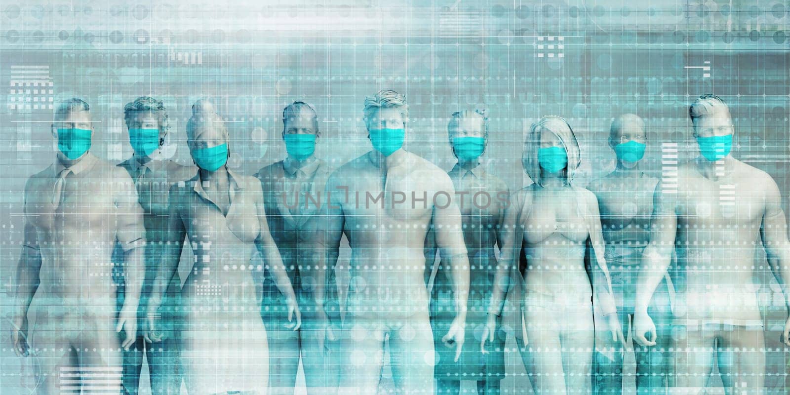 Business People Wearing Medical Masks to Prevent Spread of Virus