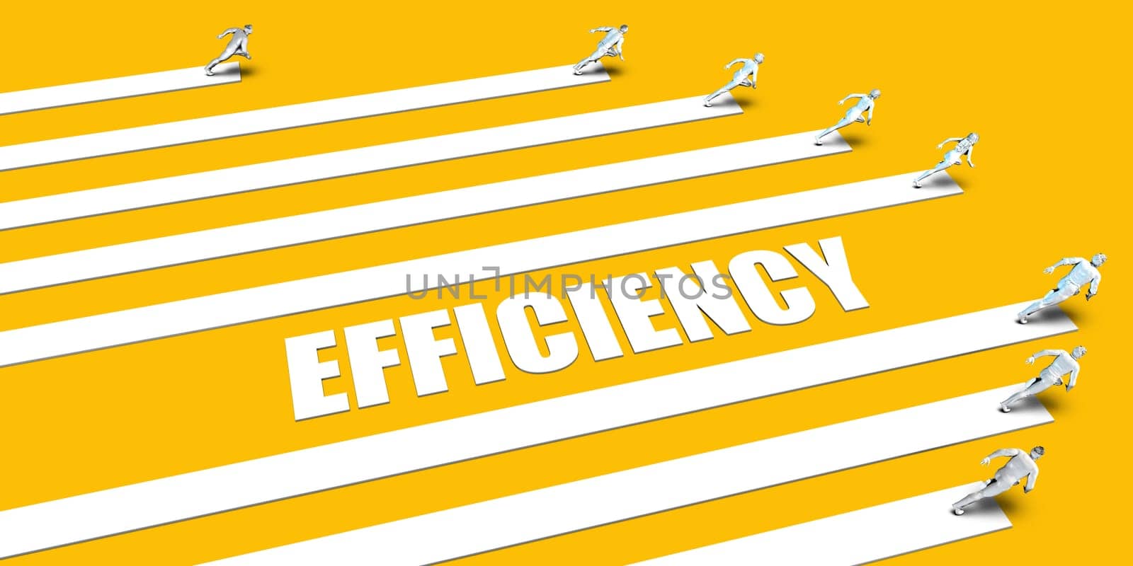Efficiency Concept with Business People Running on Yellow