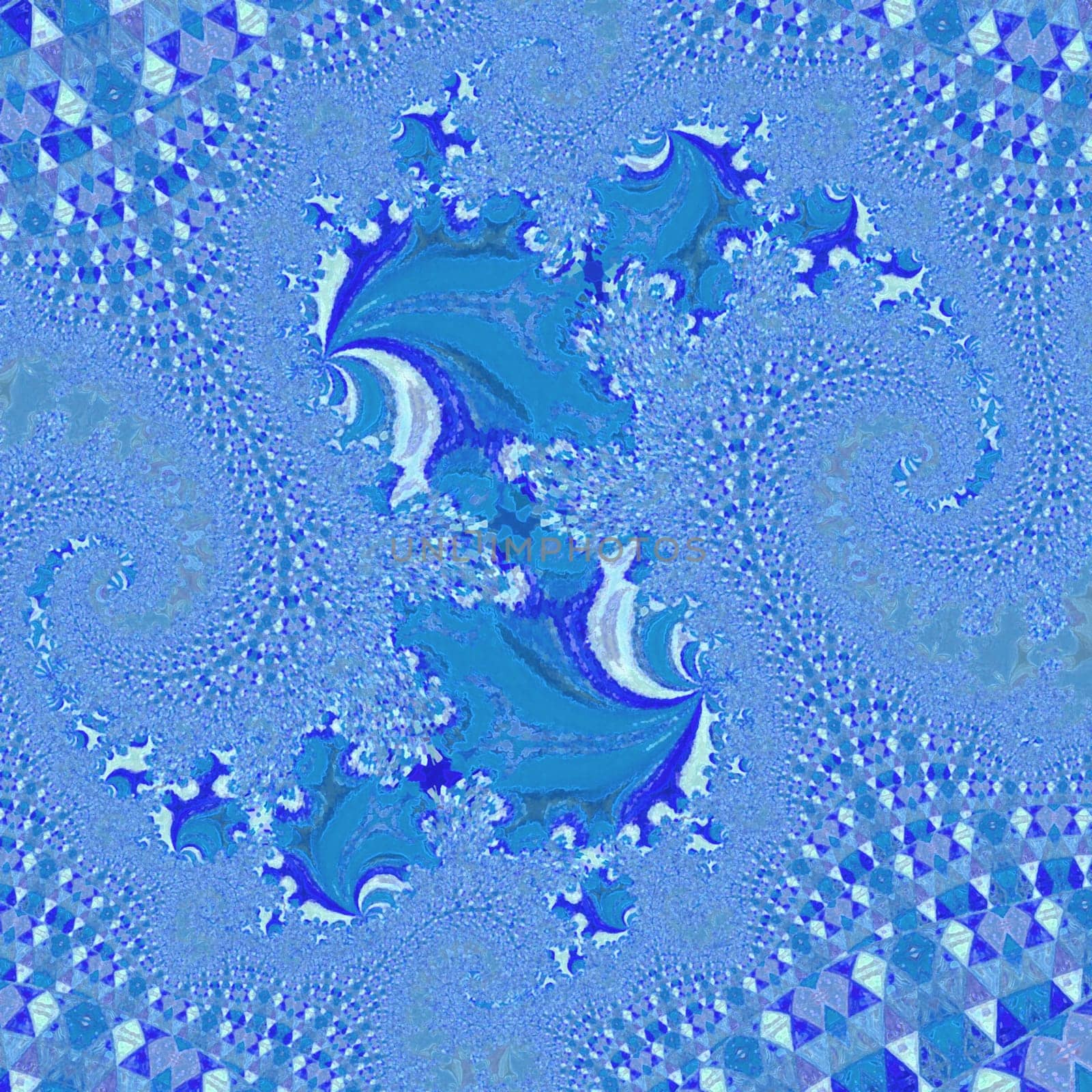 blue water abstract curly background. Big blot spread