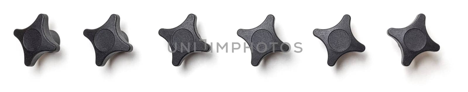 Hand knob screw from different perspectives on a white background