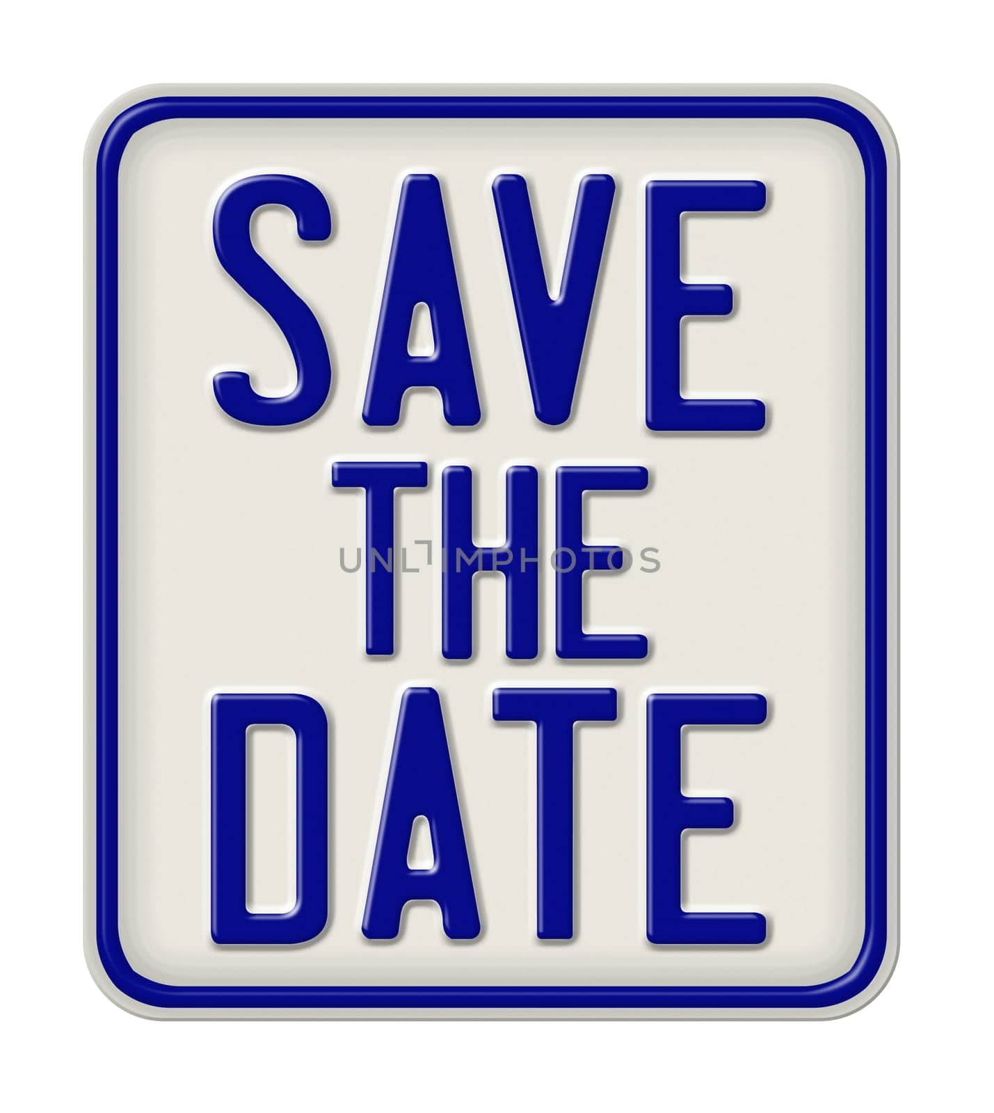 Metal sign on a white background - Save the date