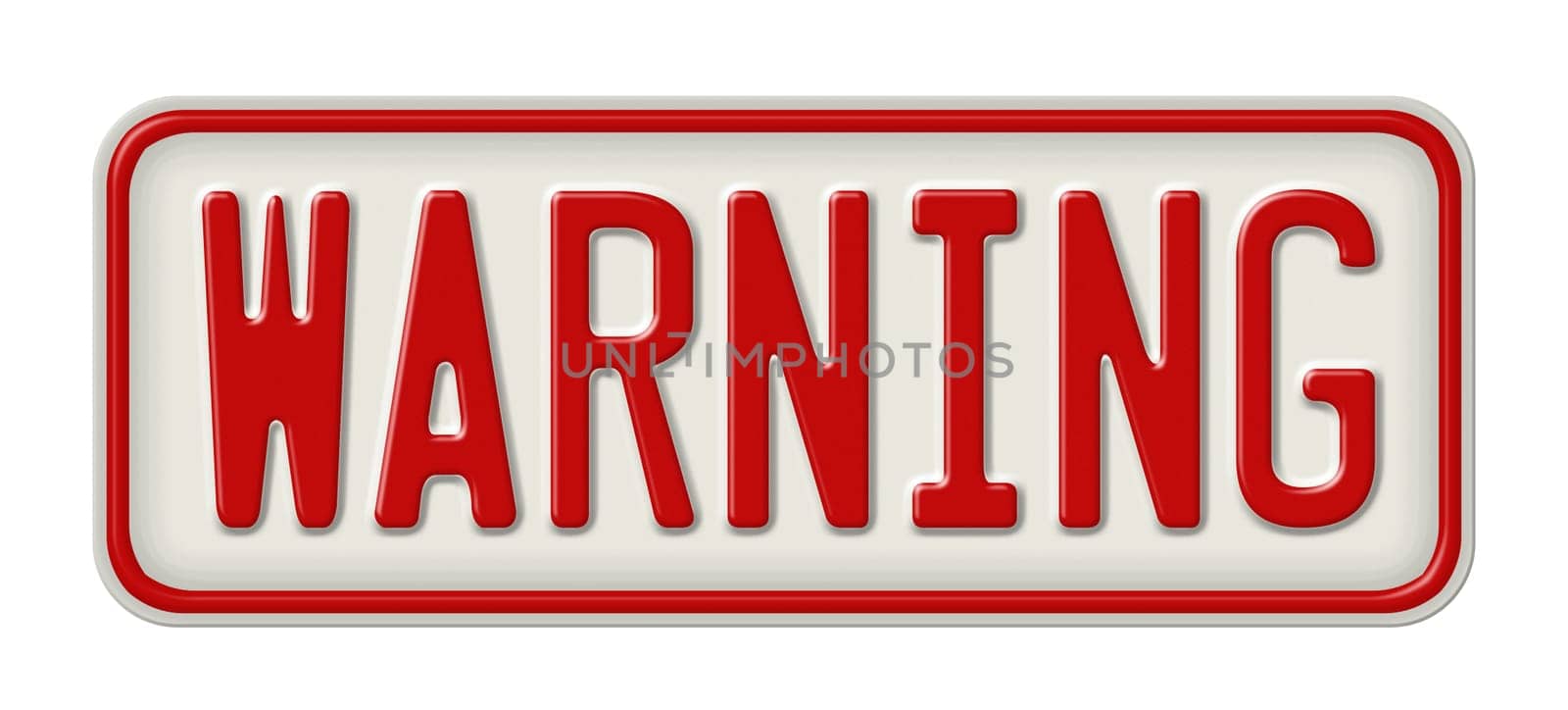 Metal sign on a white background - Warning