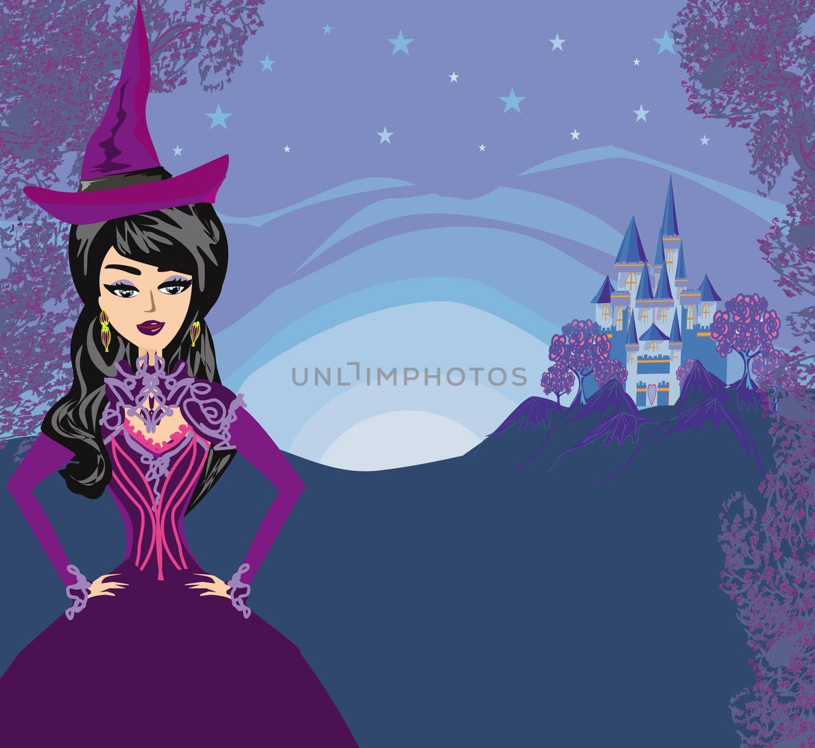 beautiful witch at night