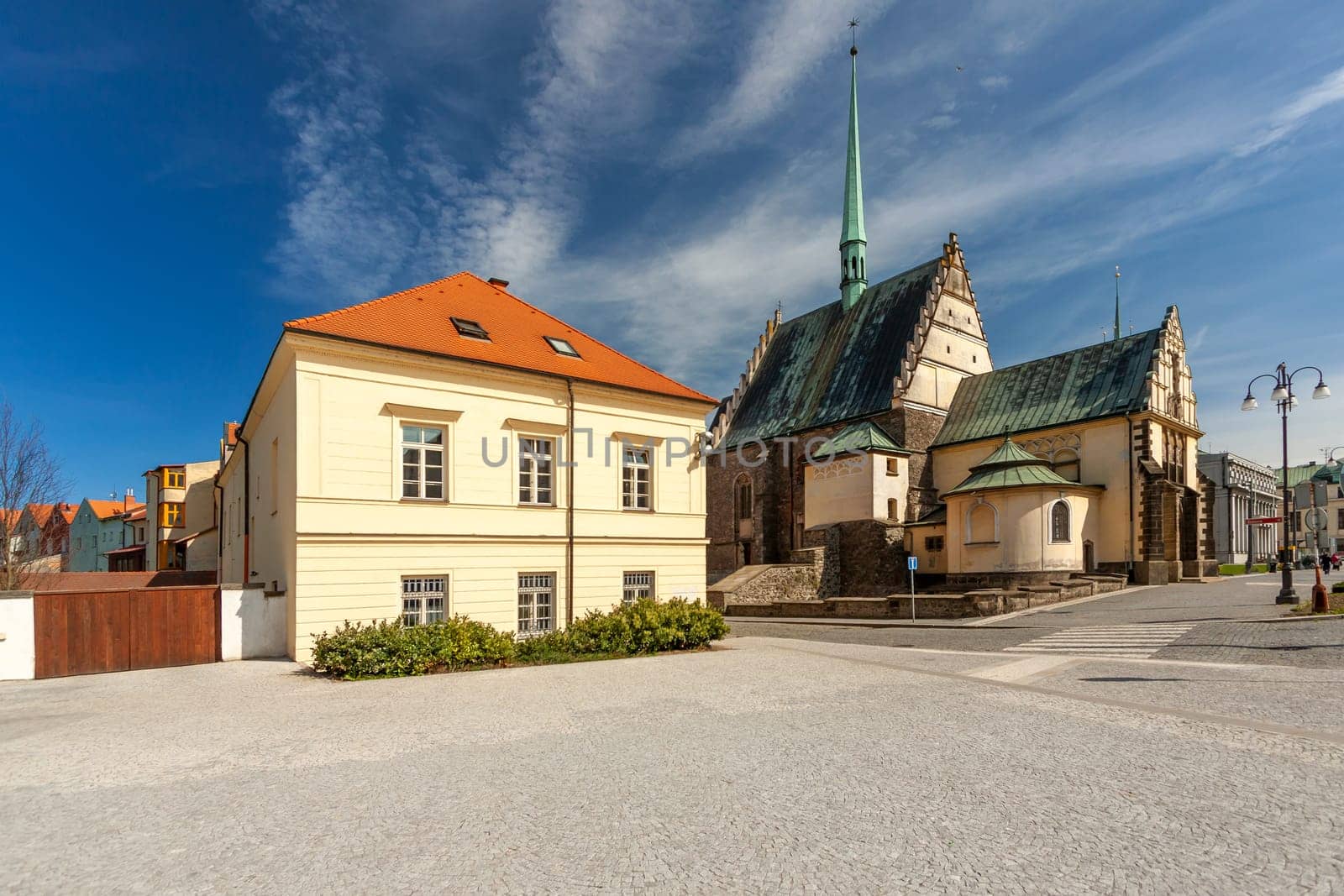 PARDUBICE, CZECH REPUBLIC - APRIL 22: St Bartholomew's Church of Republic Square on April 22 2016 in the historic center of the city. Church was built in the early 16th century. .