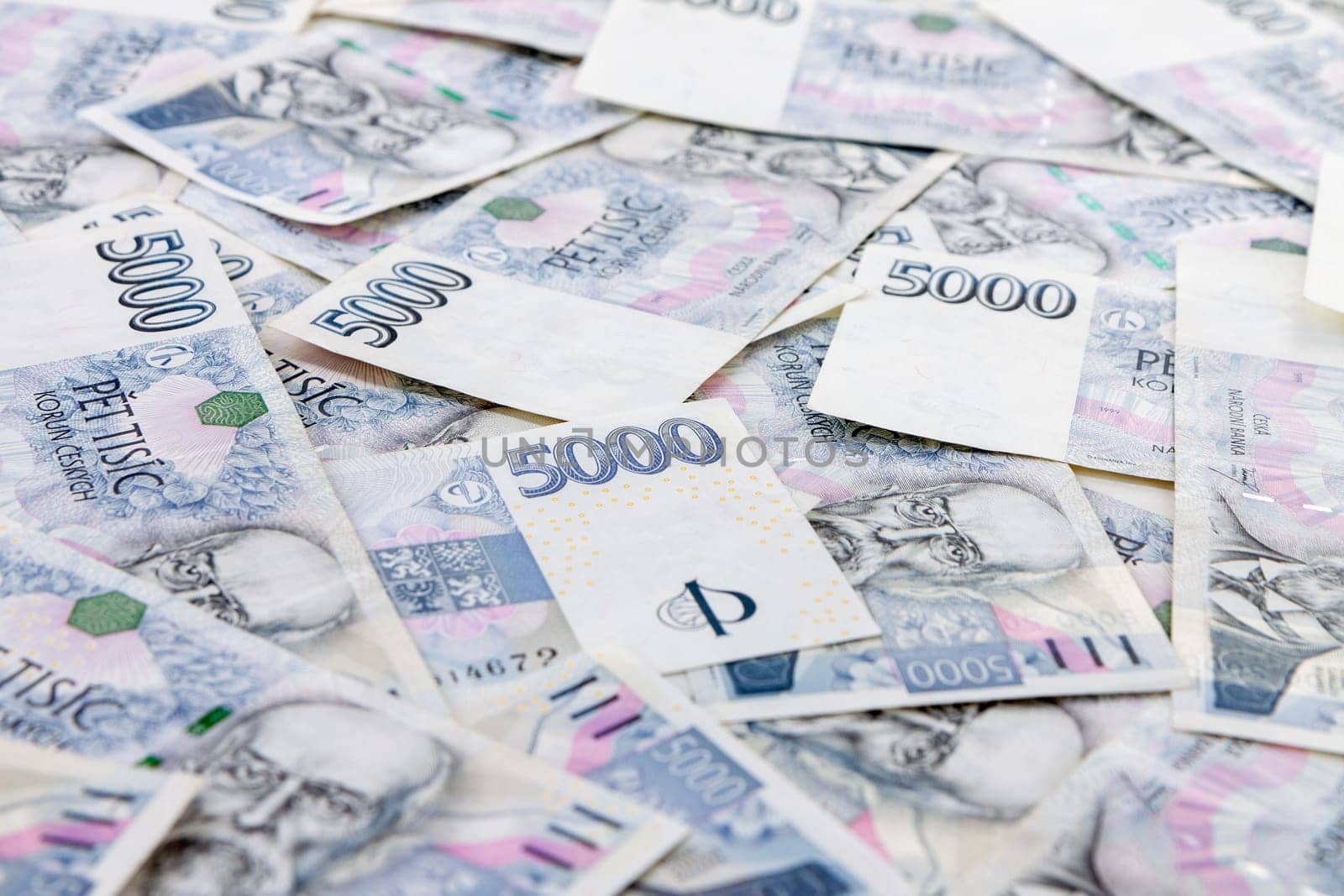 Czech paper money with heart on white background - czech money 5000