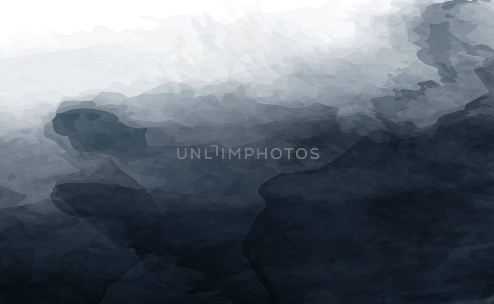 Realistic dark watercolor panoramic texture on white background - Vector illustration