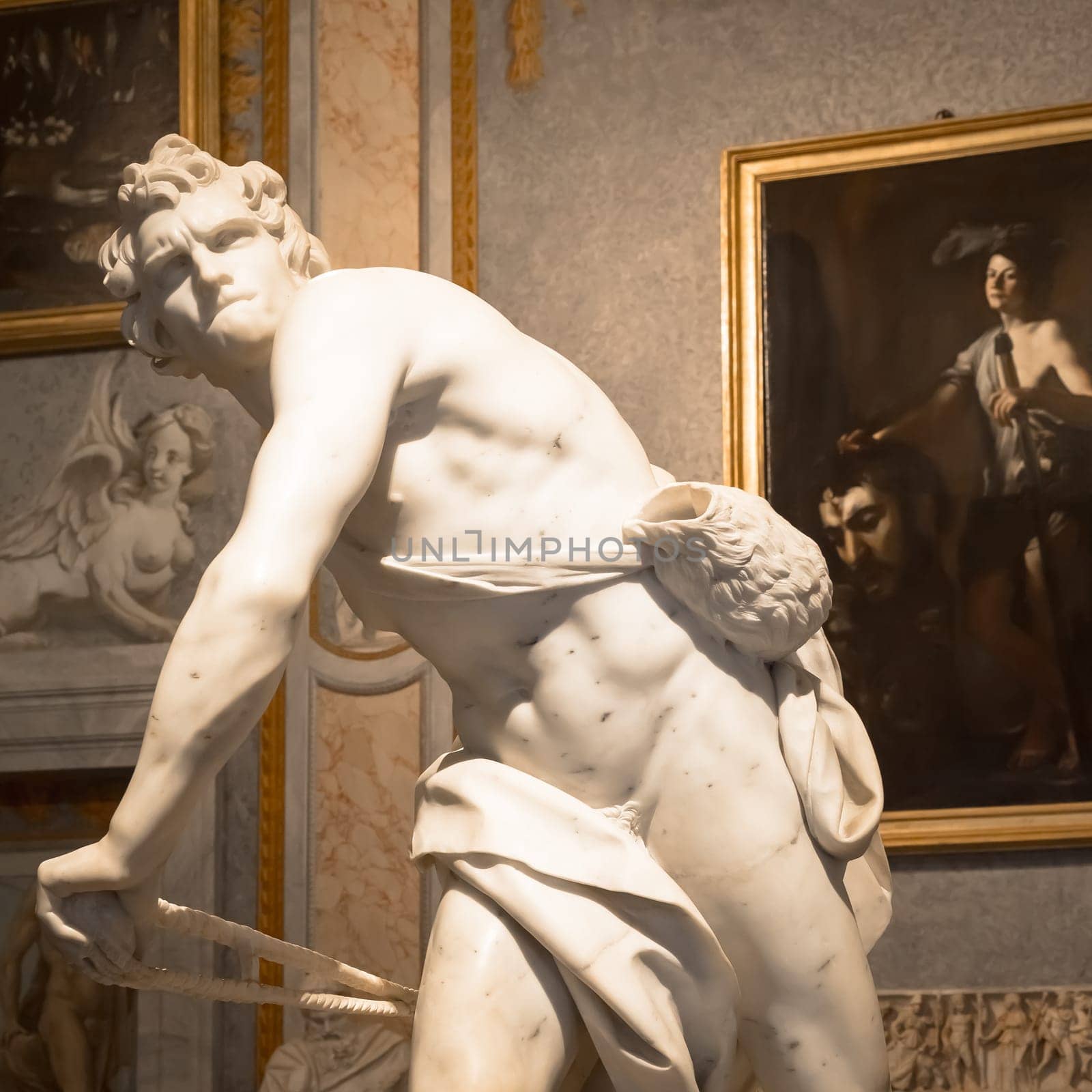 ROME, ITALY - AUGUST 24, 2018: Gian Lorenzo Bernini masterpiece, David, dated 1624