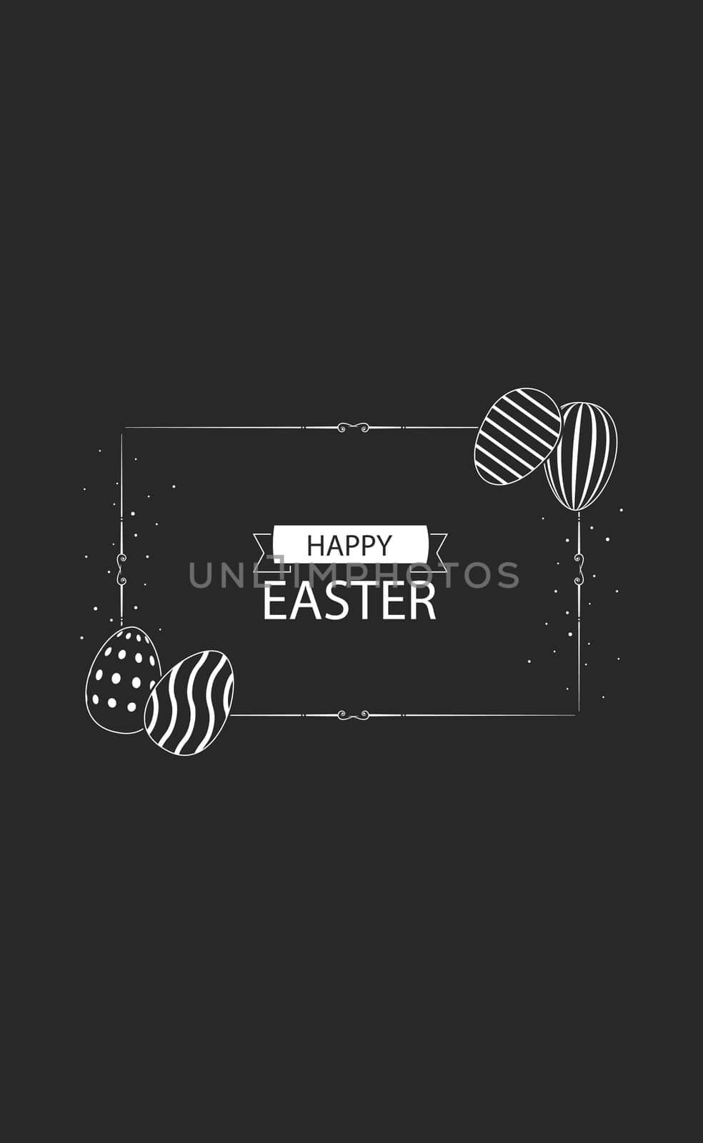 Black and white Easter background with congratulations for the Easter holiday - Vector illustration