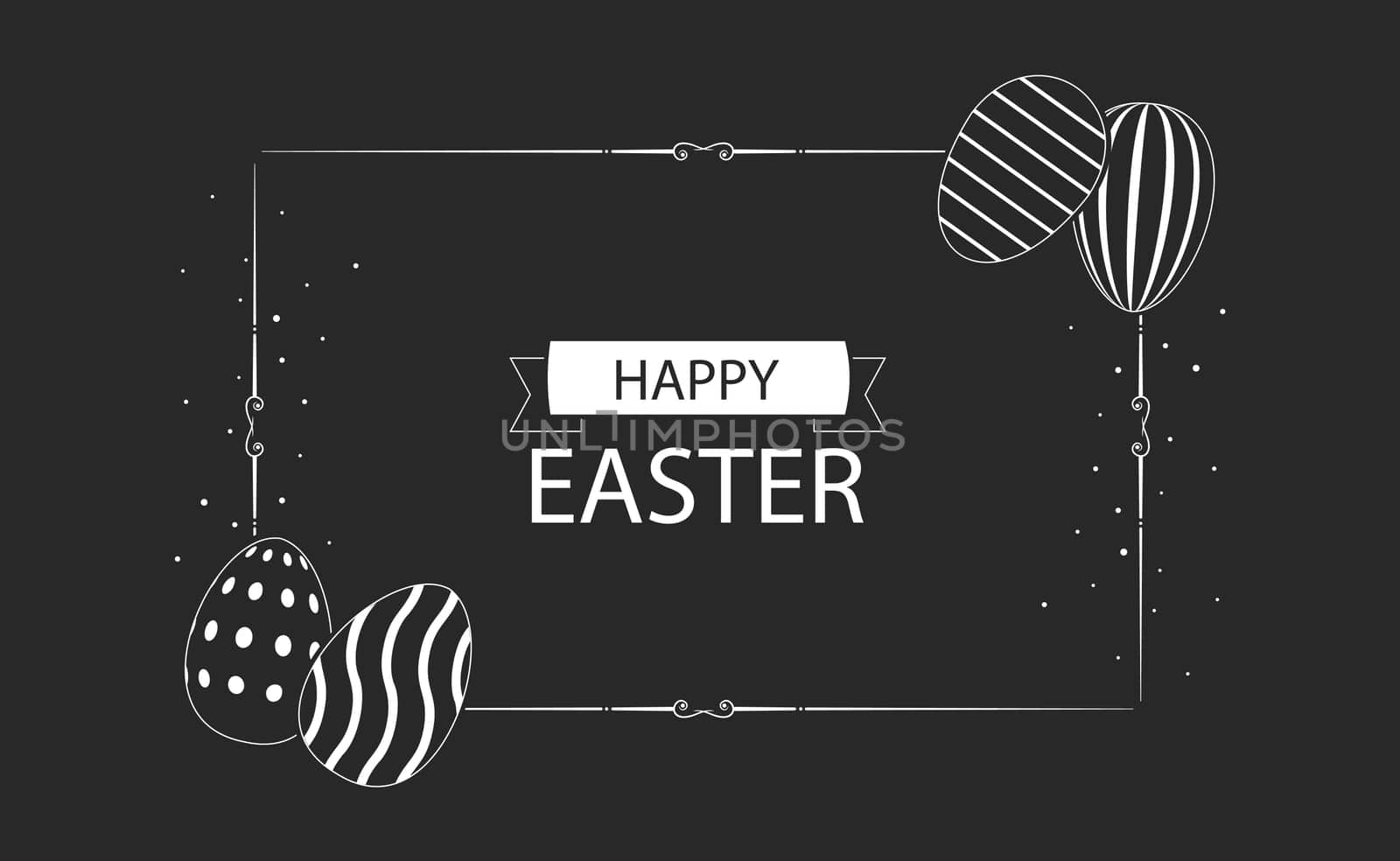 Black and white Easter background with congratulations for the Easter holiday - Vector illustration