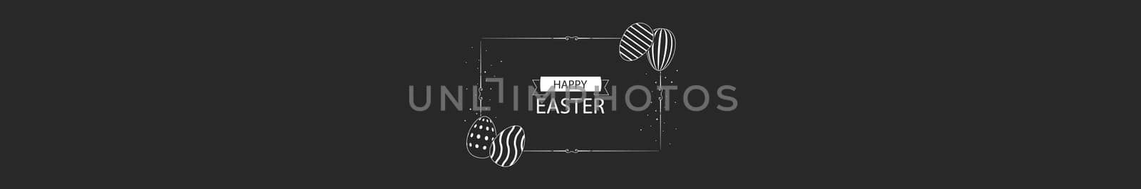 Black and white Easter background with congratulations for the Easter holiday - Vector illustration