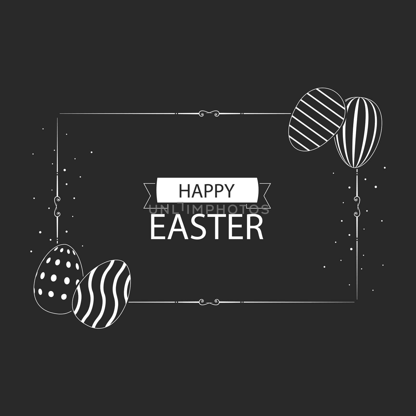 Black and white Easter background with congratulations for the Easter holiday - Vector illustration