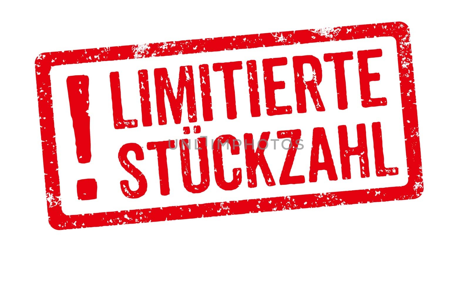Red stamp on a white background - Limited Quantity in german - Limitierte Stückzahl