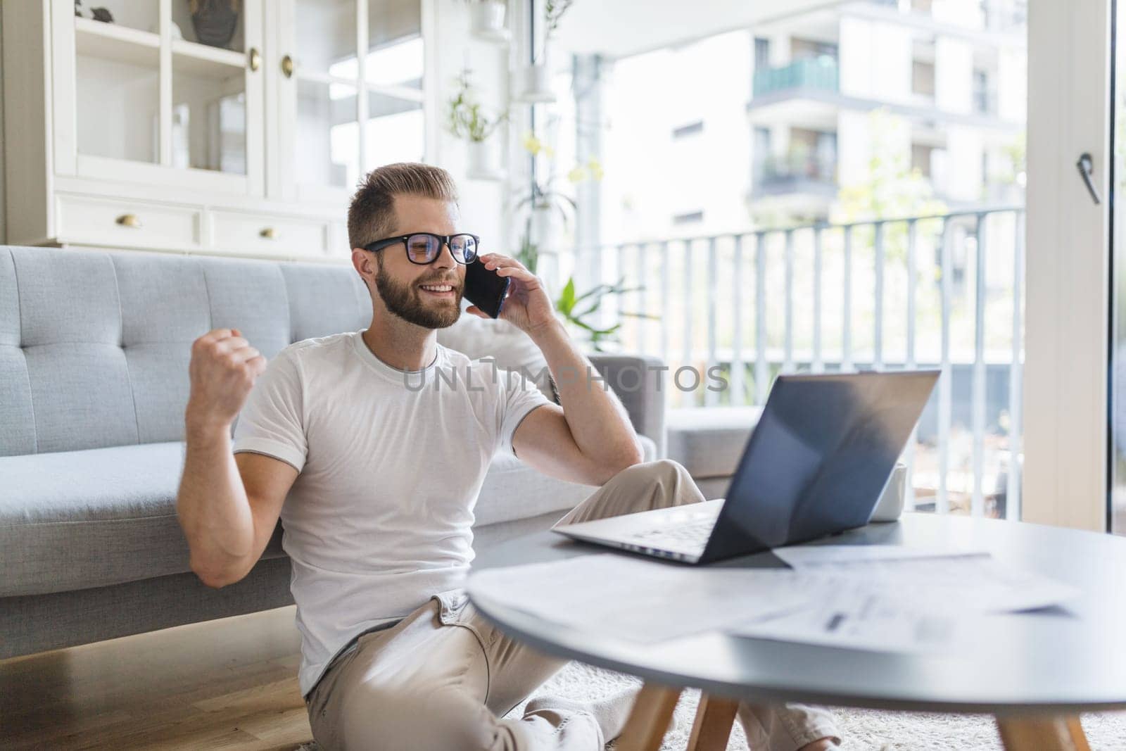 Man working from home during the coronavirus Covid 19 pandemic