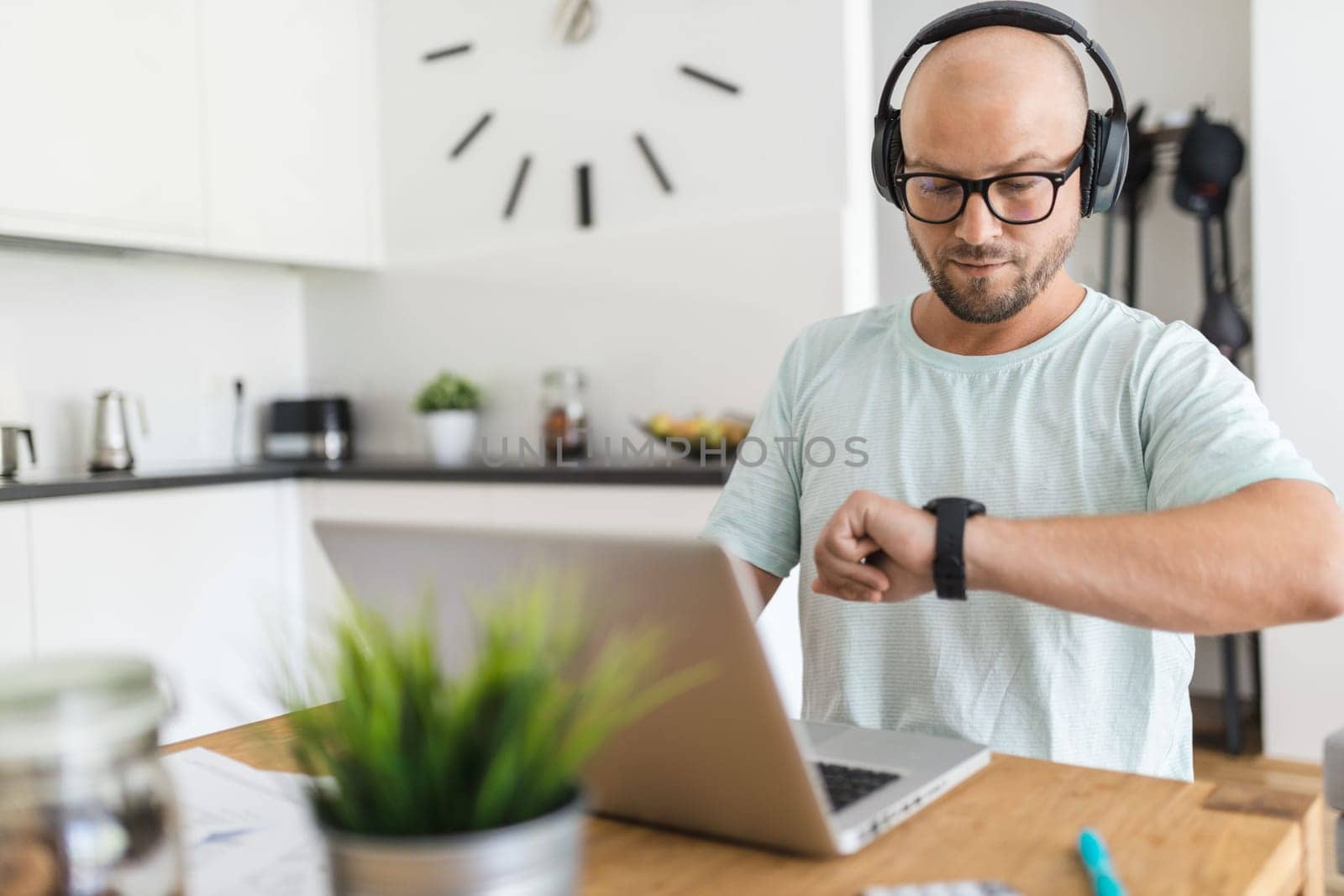 Man working from home during the coronavirus Covid 19 pandemic
