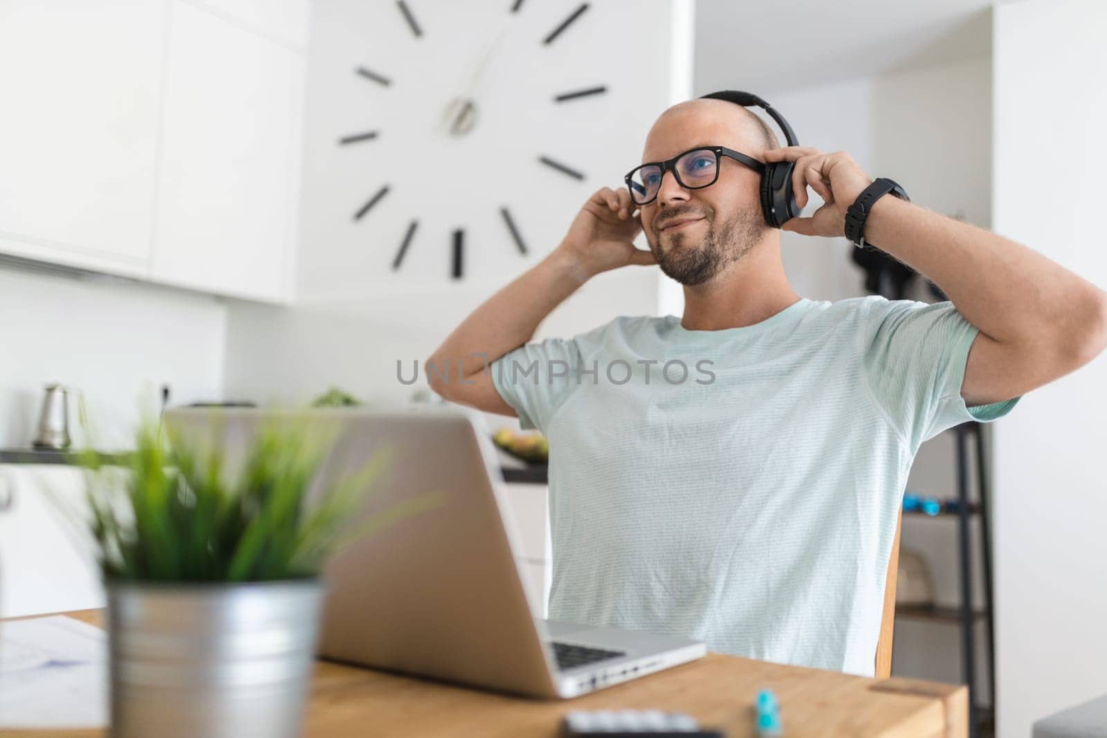 Man working from home during the coronavirus Covid 19 pandemic