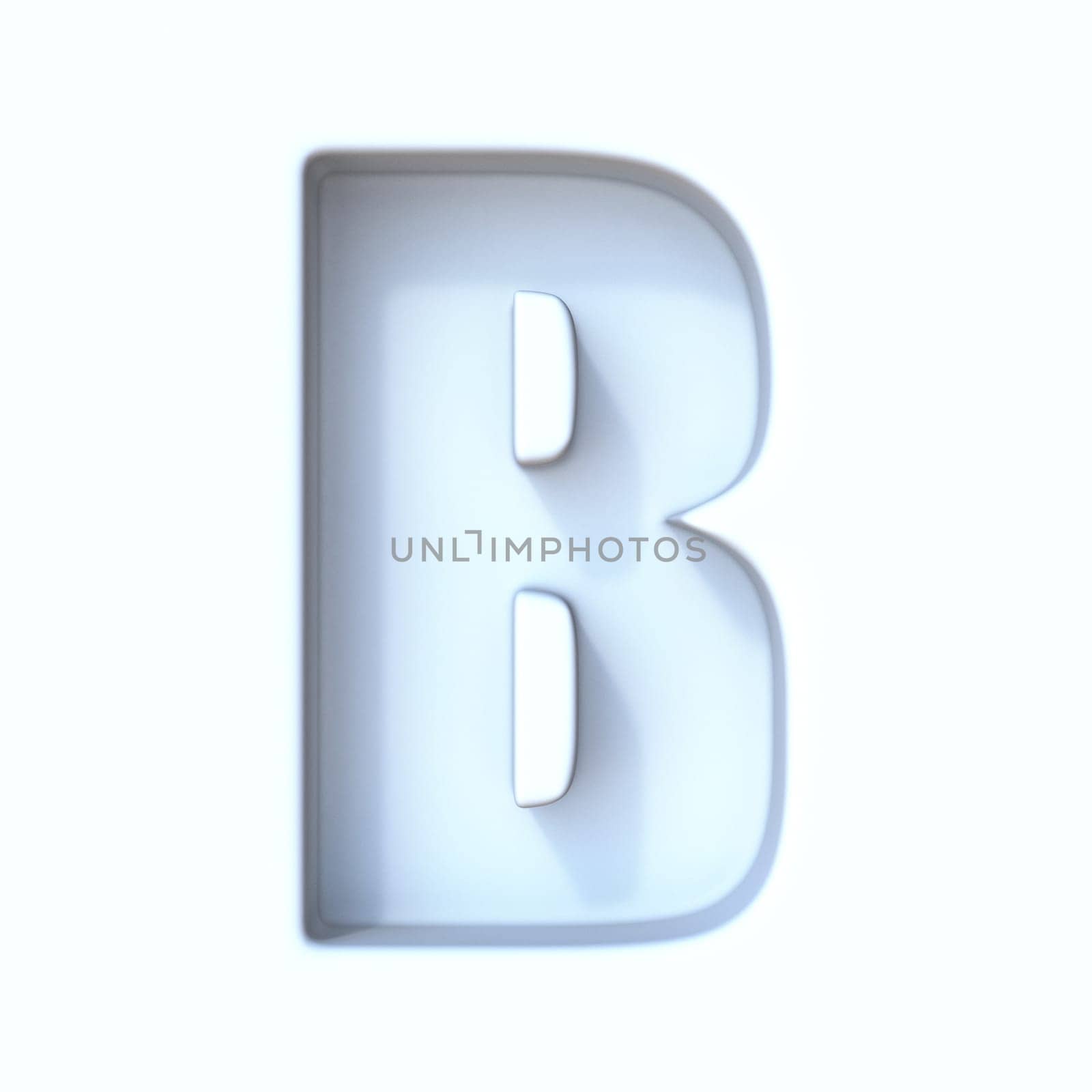 White hole shadow font Letter B 3D render illustration isolated on white background