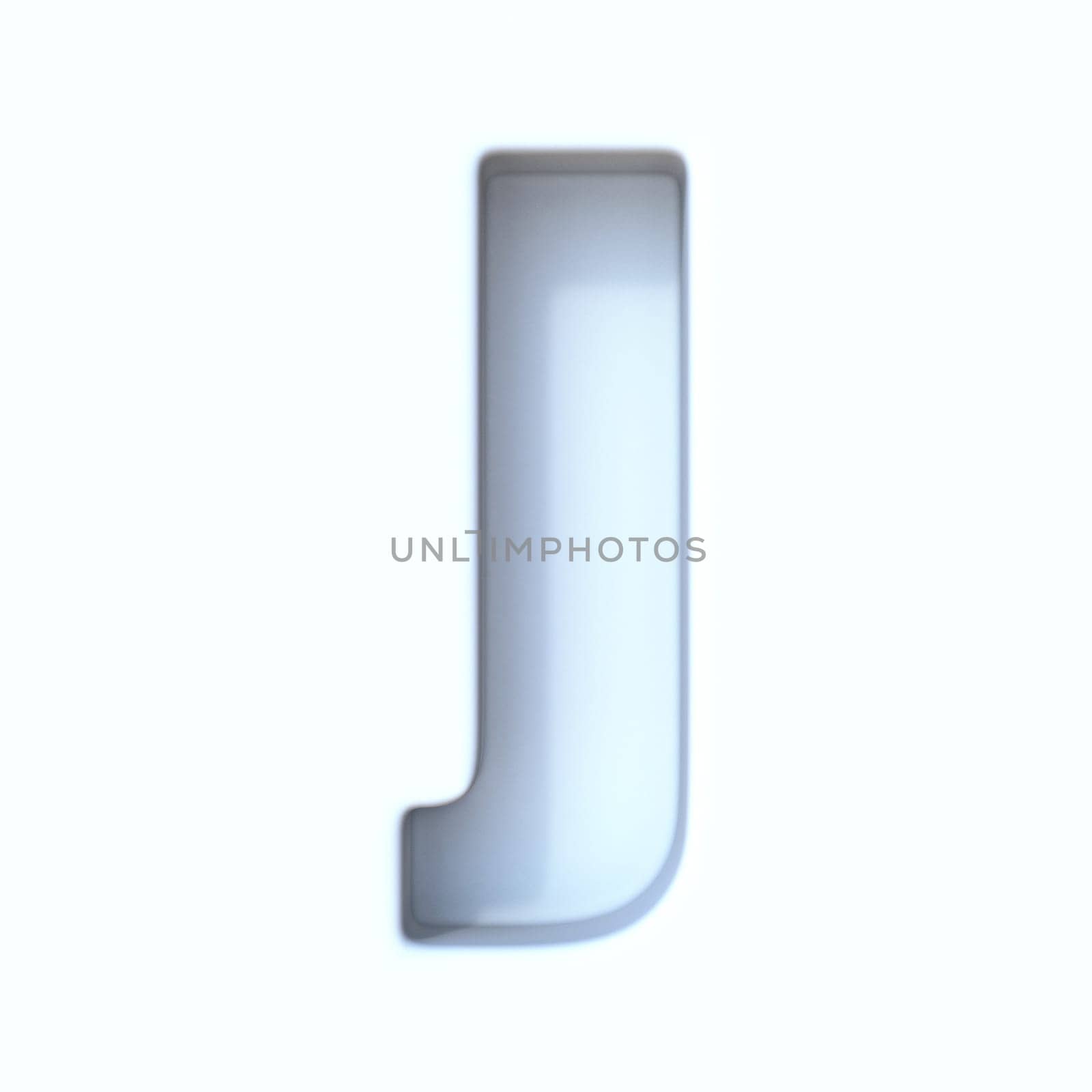 White hole shadow font Letter J 3D render illustration isolated on white background
