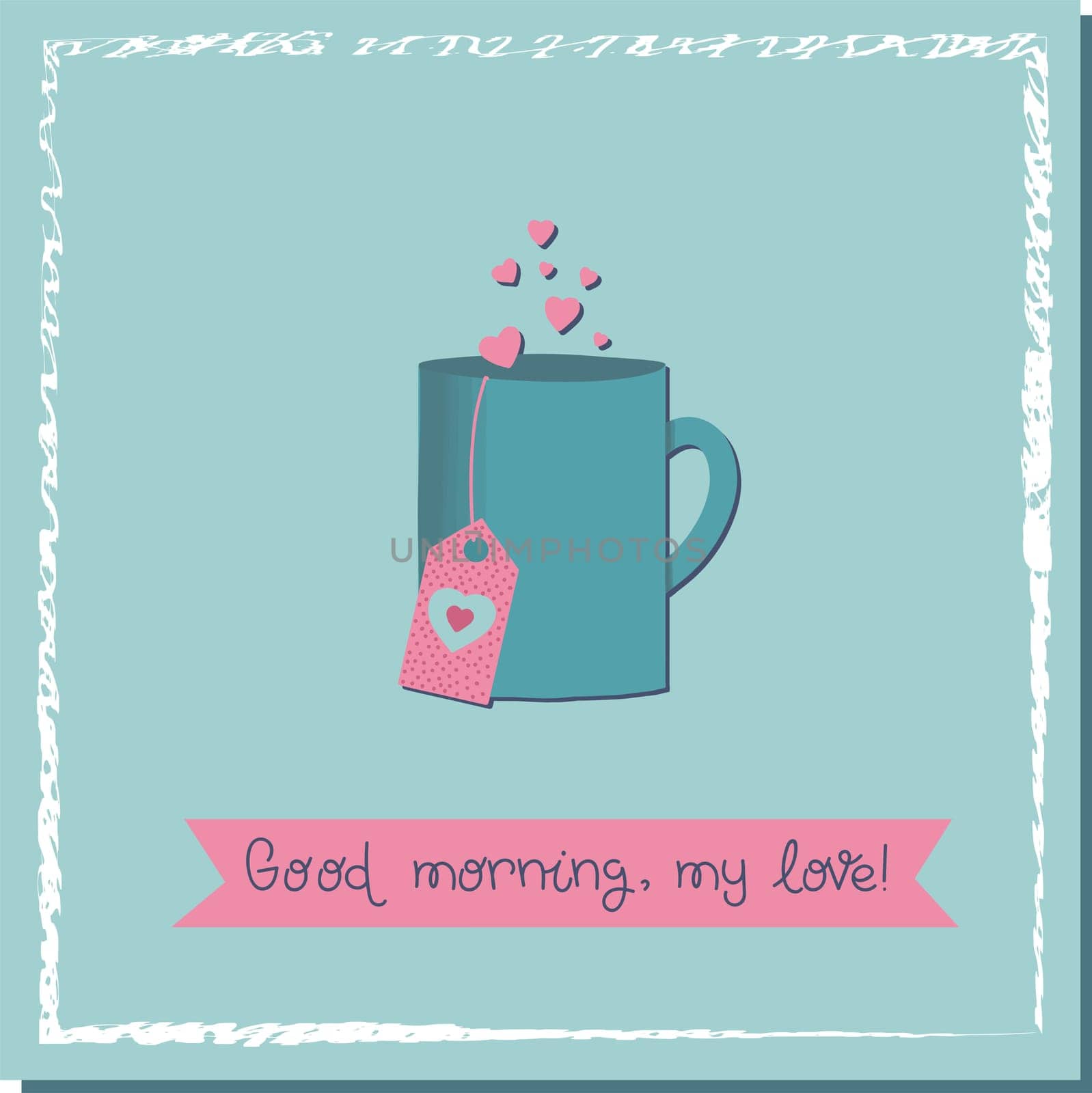 Opening for lovers. Cup of love drink. Valentine's day poster square. Vector illustration.