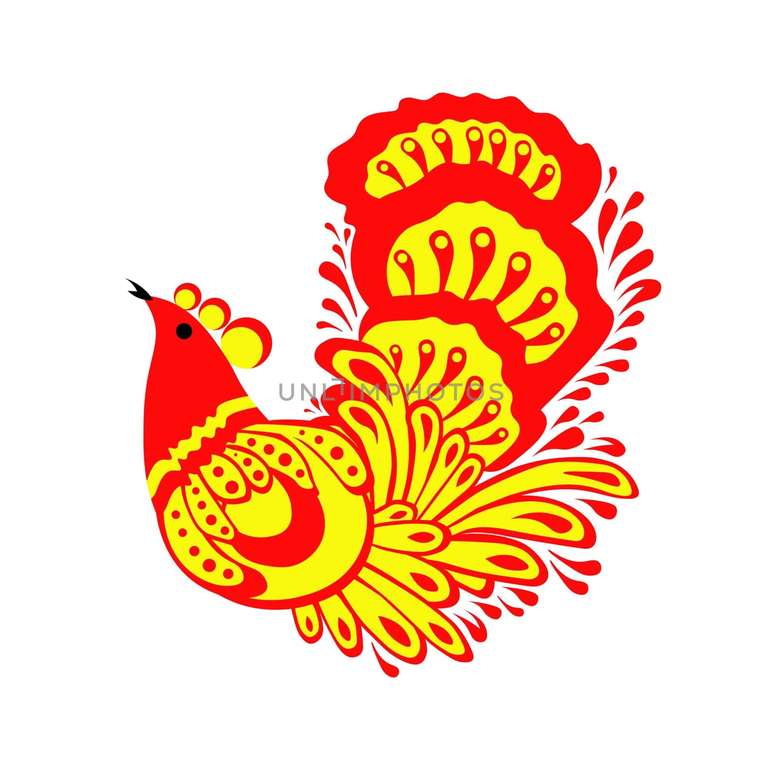 Folklore style bird. Rooster or black grouse. Vector tattoo design.