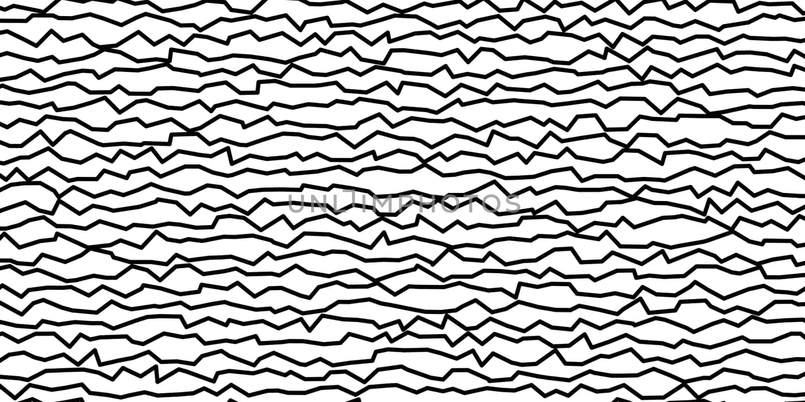 Abstract black and white background illustration, doodle style jagged horizontal lines