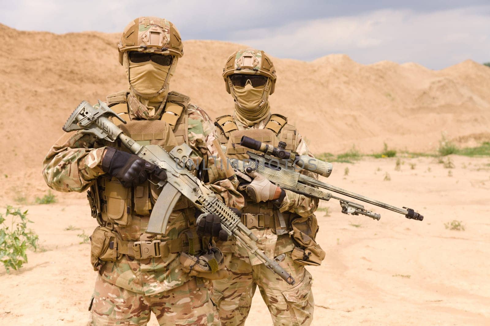 Portrait of two special forces soldiers during military operation