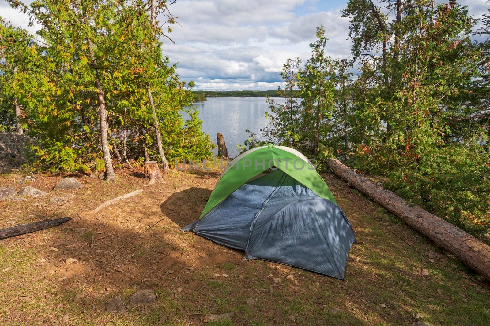 Campsite in the Great North Woods on Alpine Lake in the Boundary Waters in Minnesota