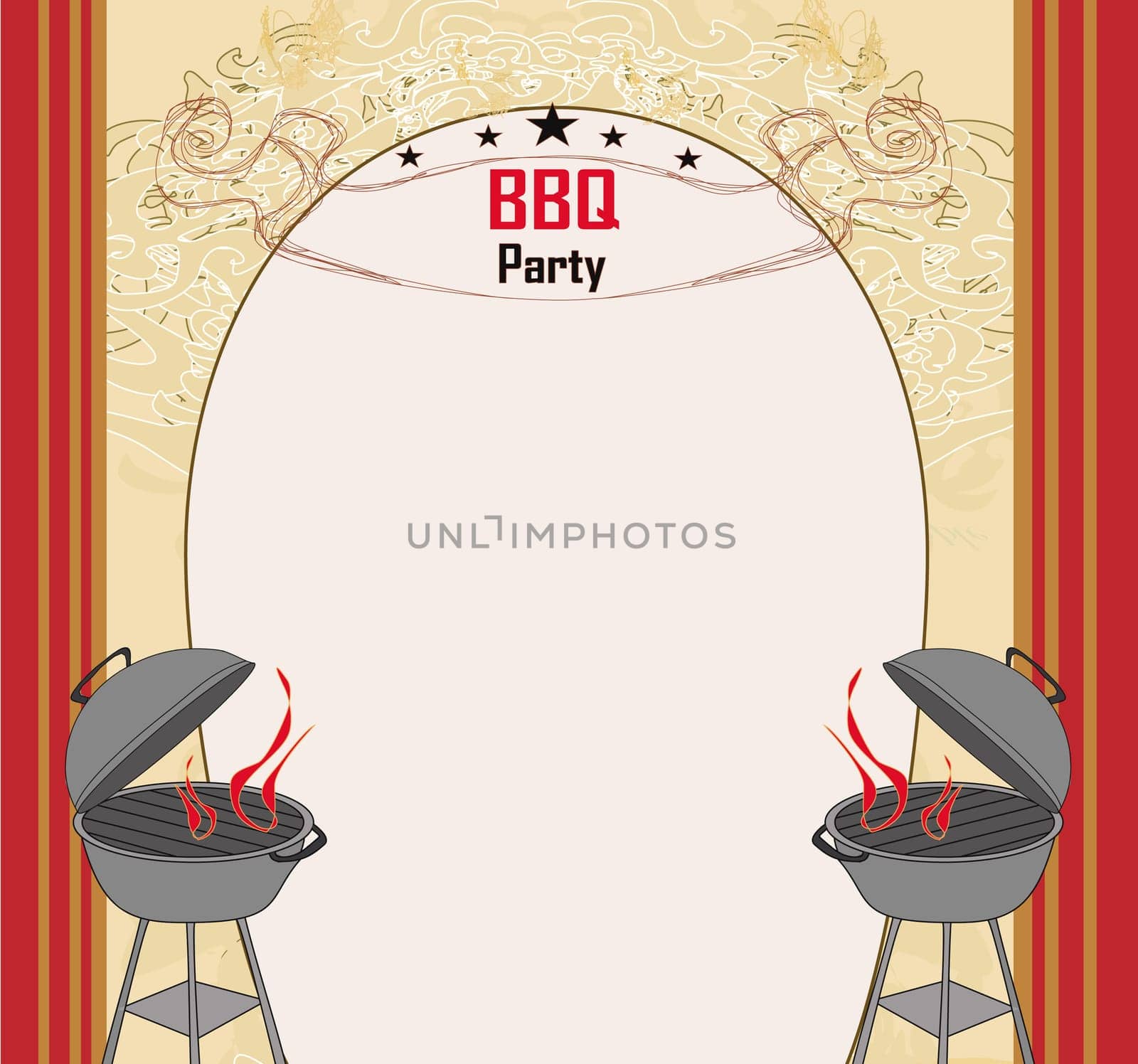 Barbecue Party Invitation- decorative vintage frame