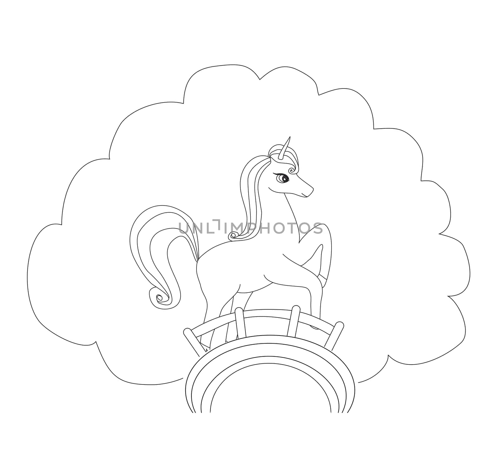 cute unicorn - coloring  book character, isolated from background