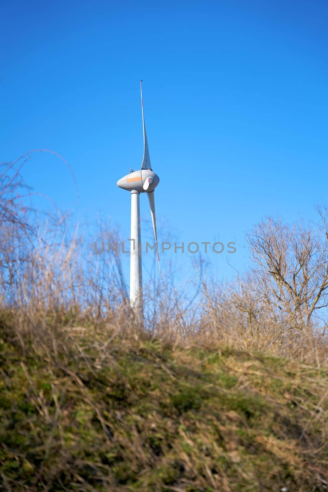 Wind turbine in an industrial area in the north of the city of Magdeburg in Germany
