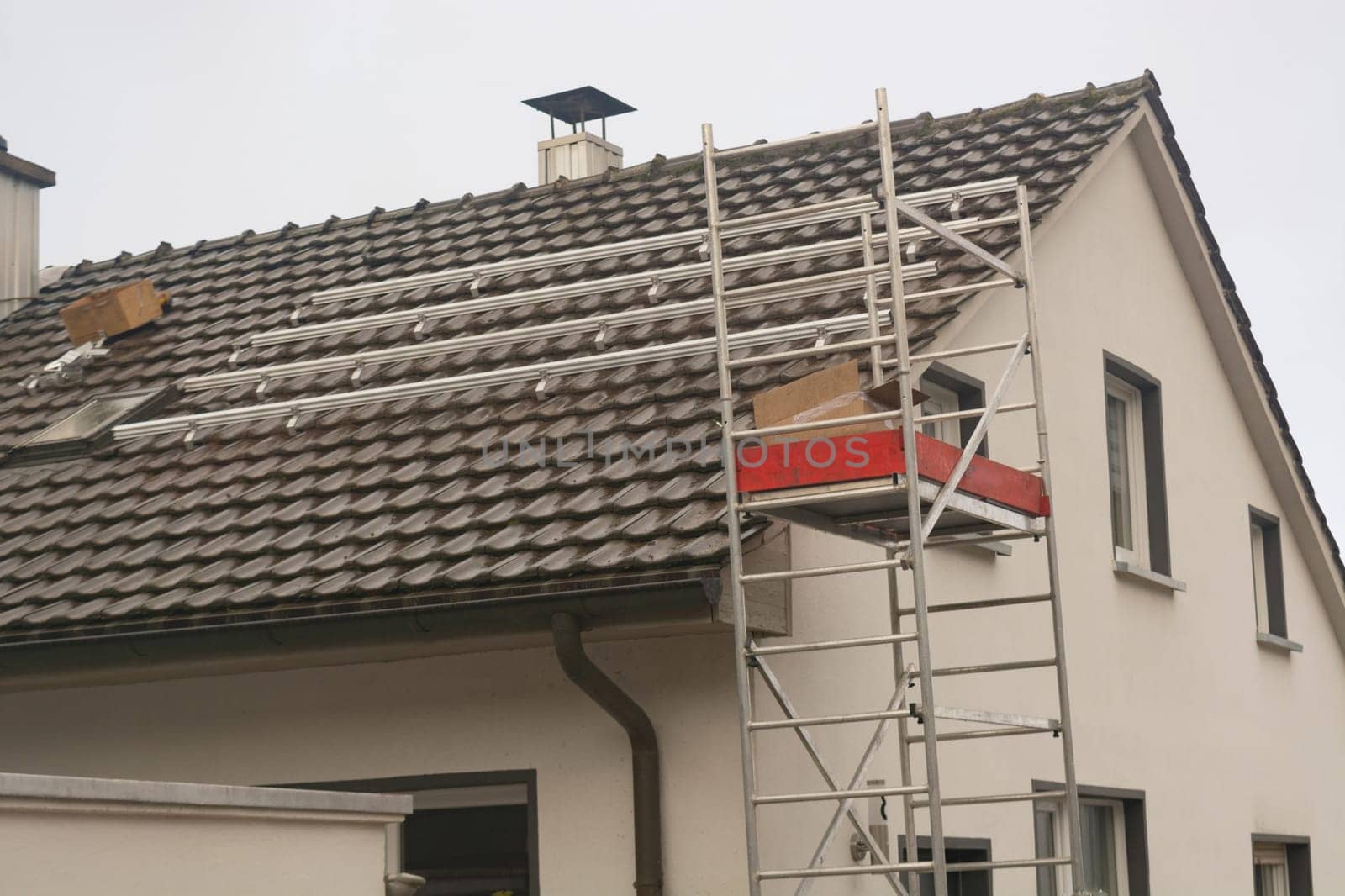 Photovoltaic system, solar panels are mounted on the roof