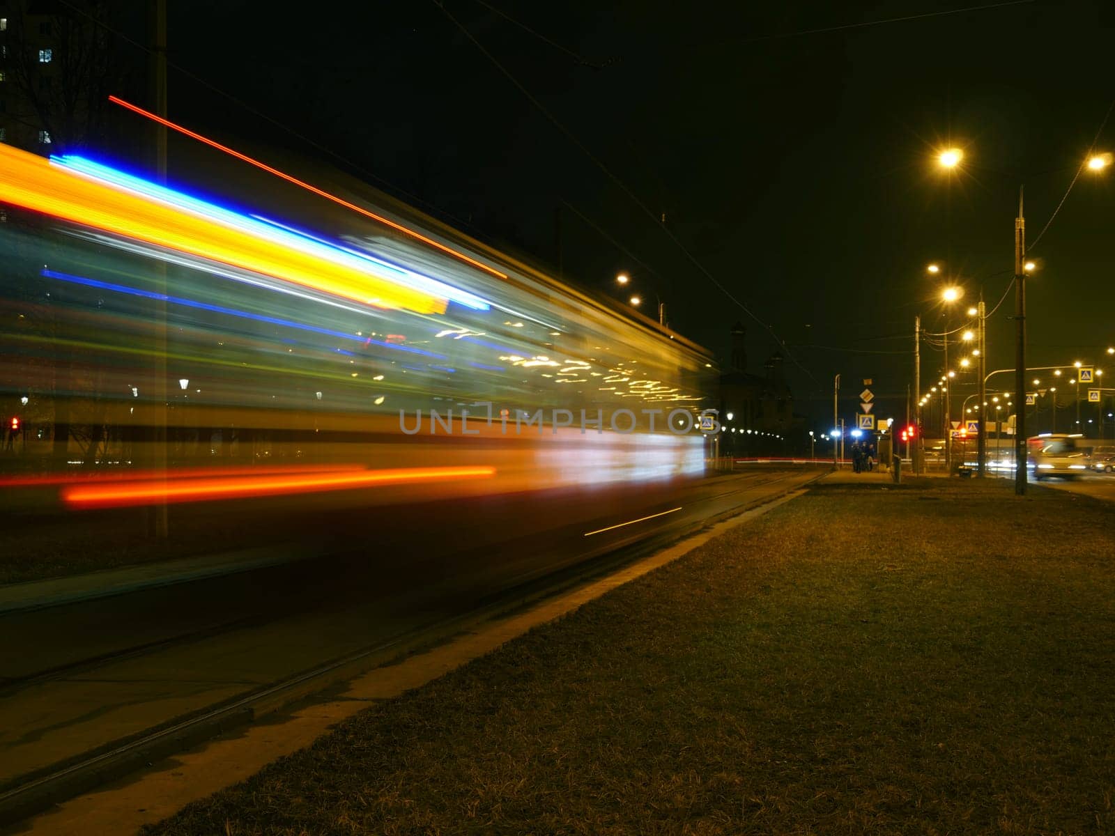 night tram motion blur Light Trails