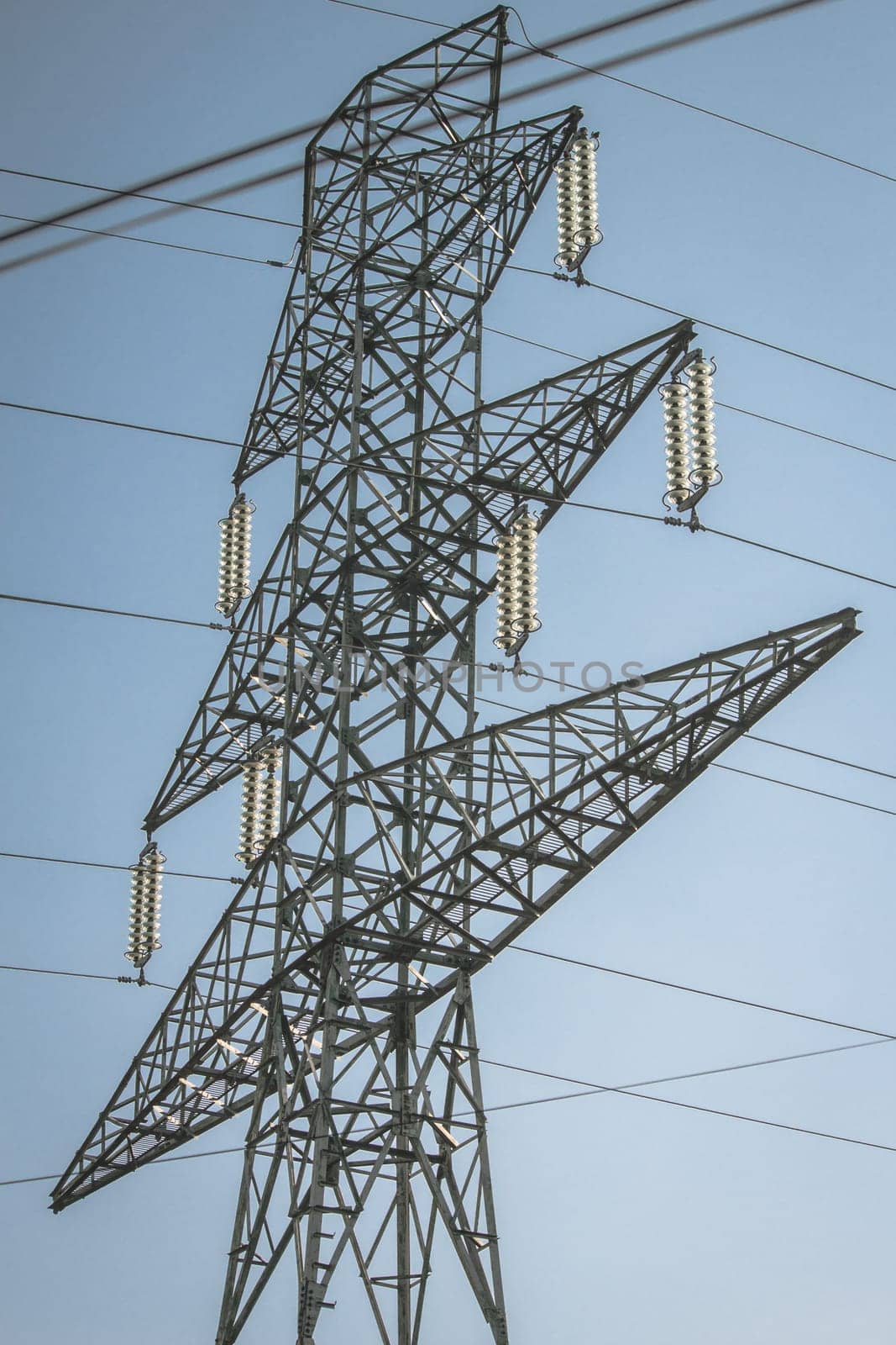 Close up of electricity power lines in Iasi, Romania