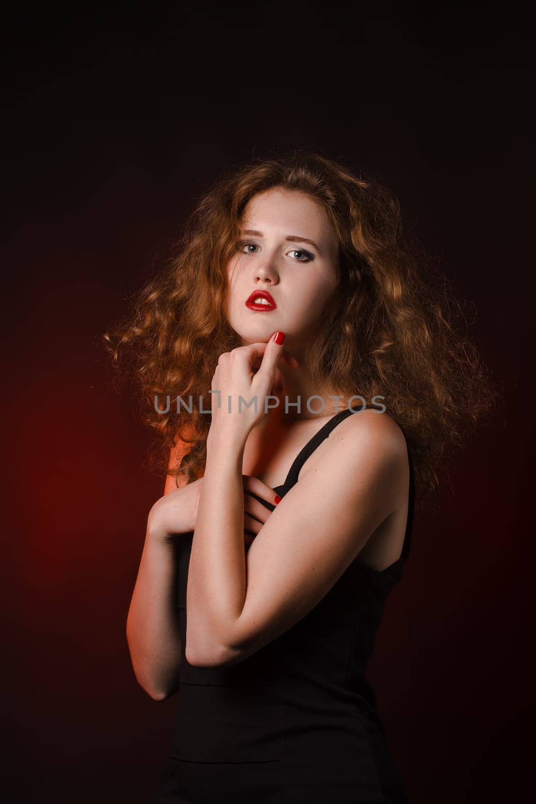 mysterious sexy girl with red lips
