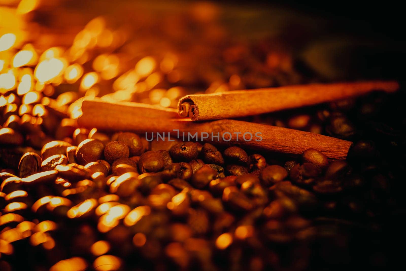 Coffee beans and cinnamon sticks