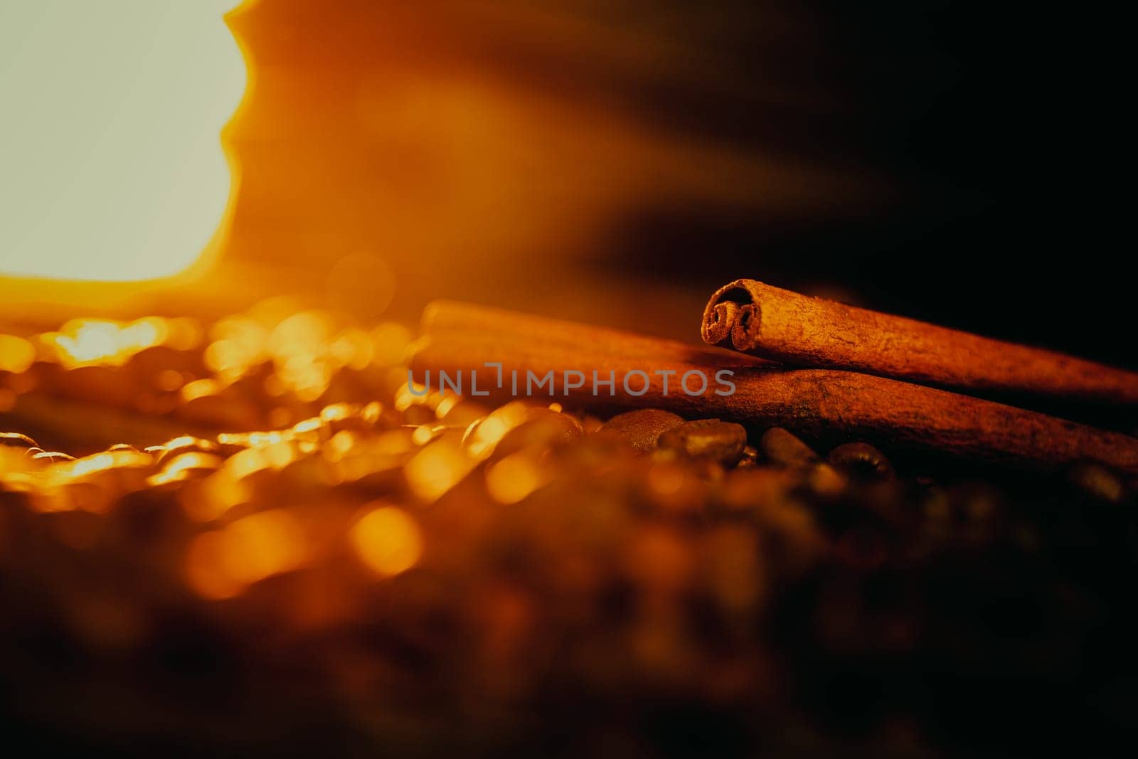 Coffee beans and cinnamon sticks