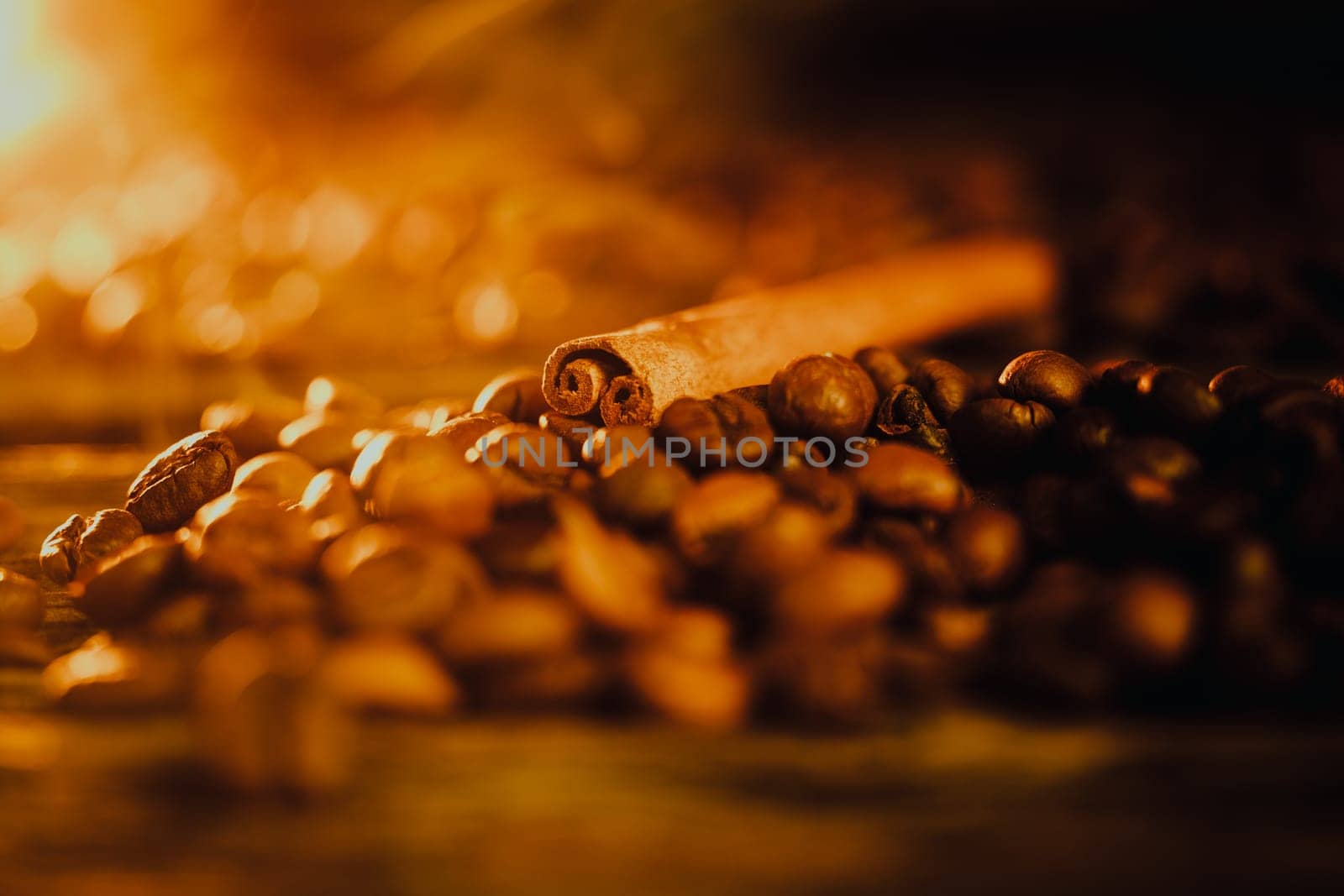 Coffee beans and cinnamon sticks