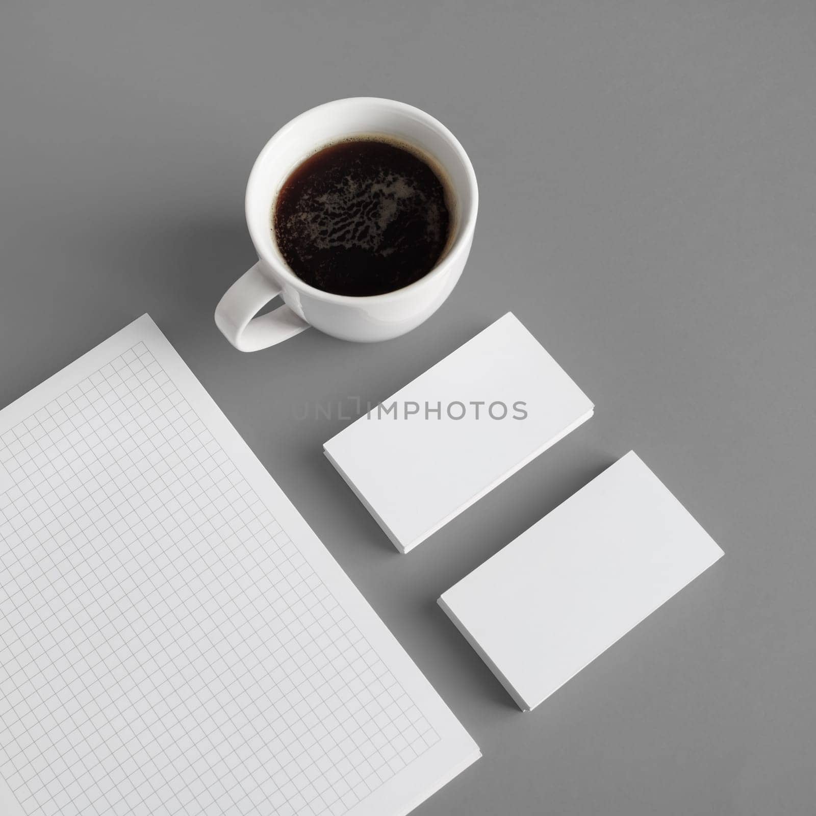 Blank corporate stationery template on gray paper background. Mockup for design presentations and portfolios.