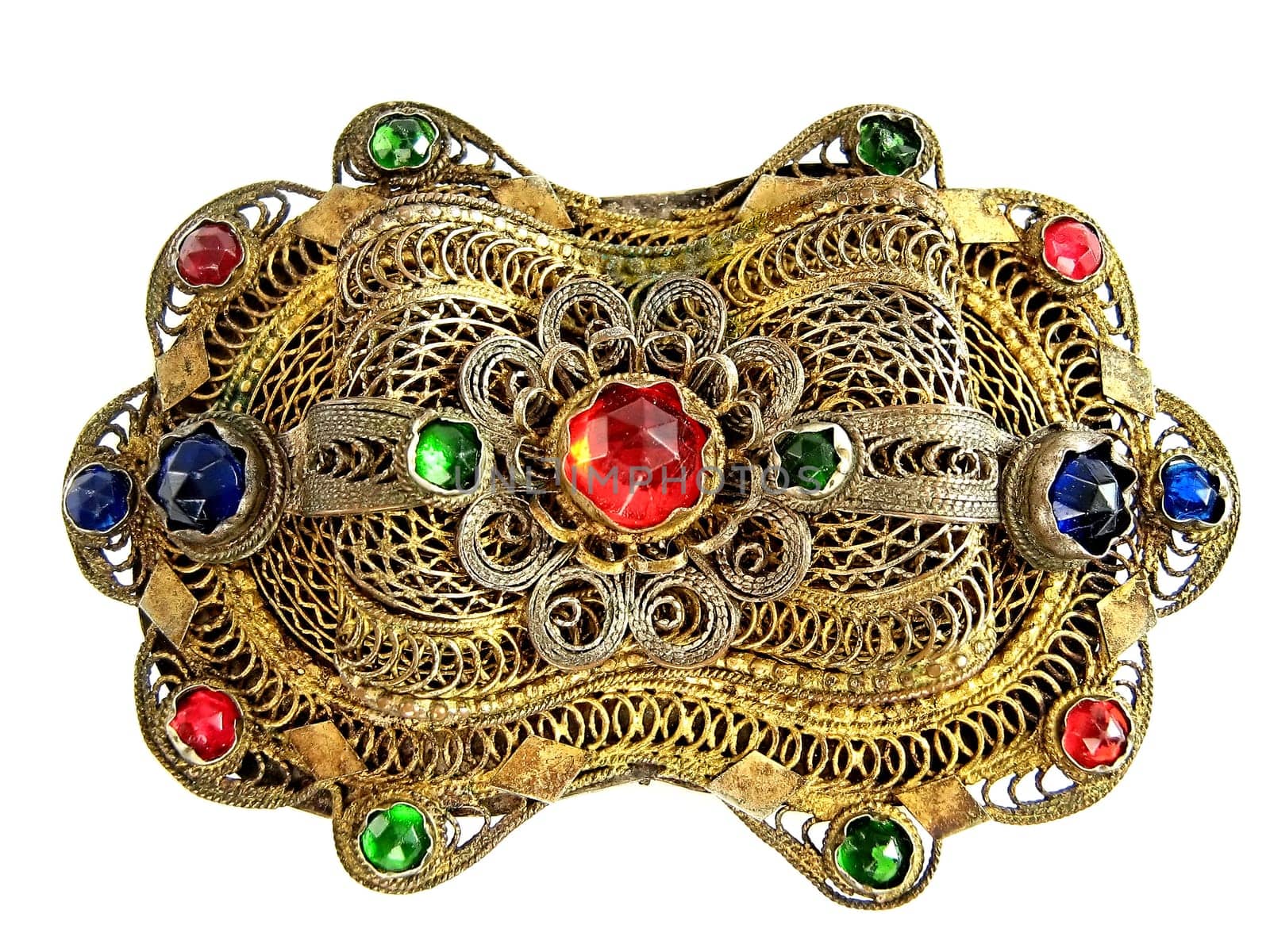 vintage brooch with diamonds isolated over white