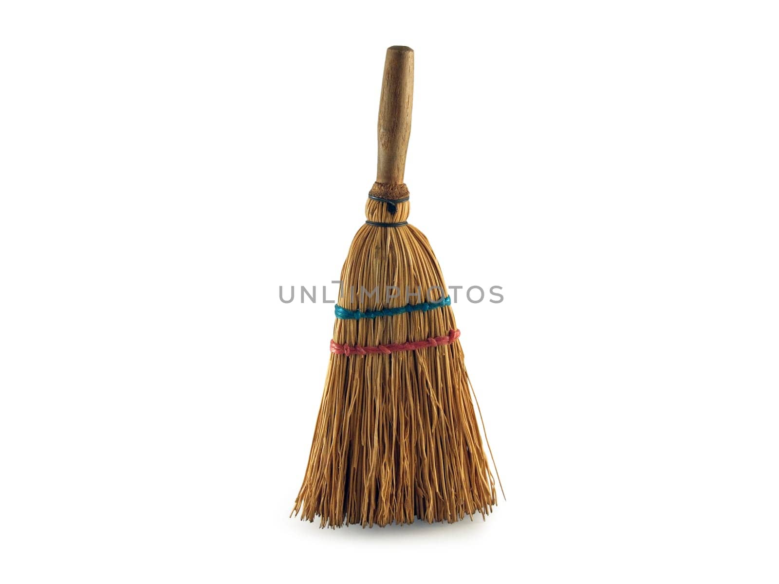 Short sweep traditional broom over white background
