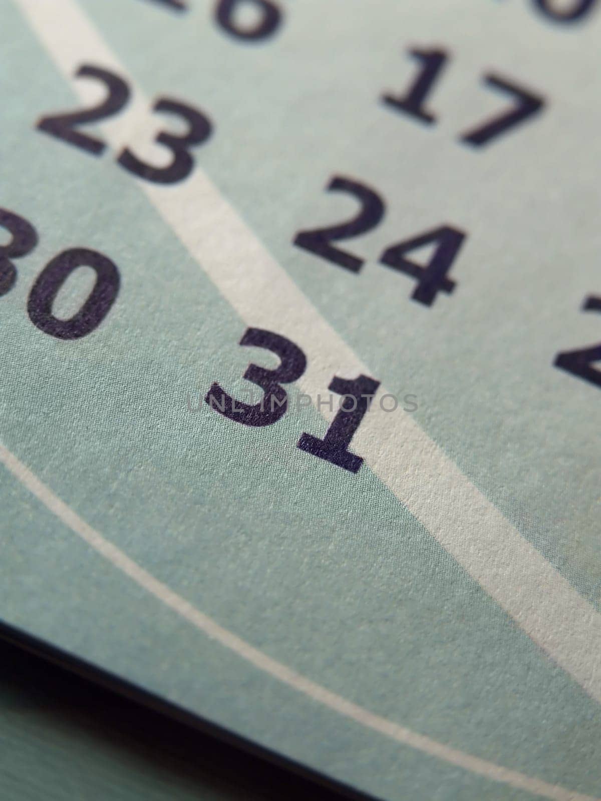 Closeup of calendar page, date 31st