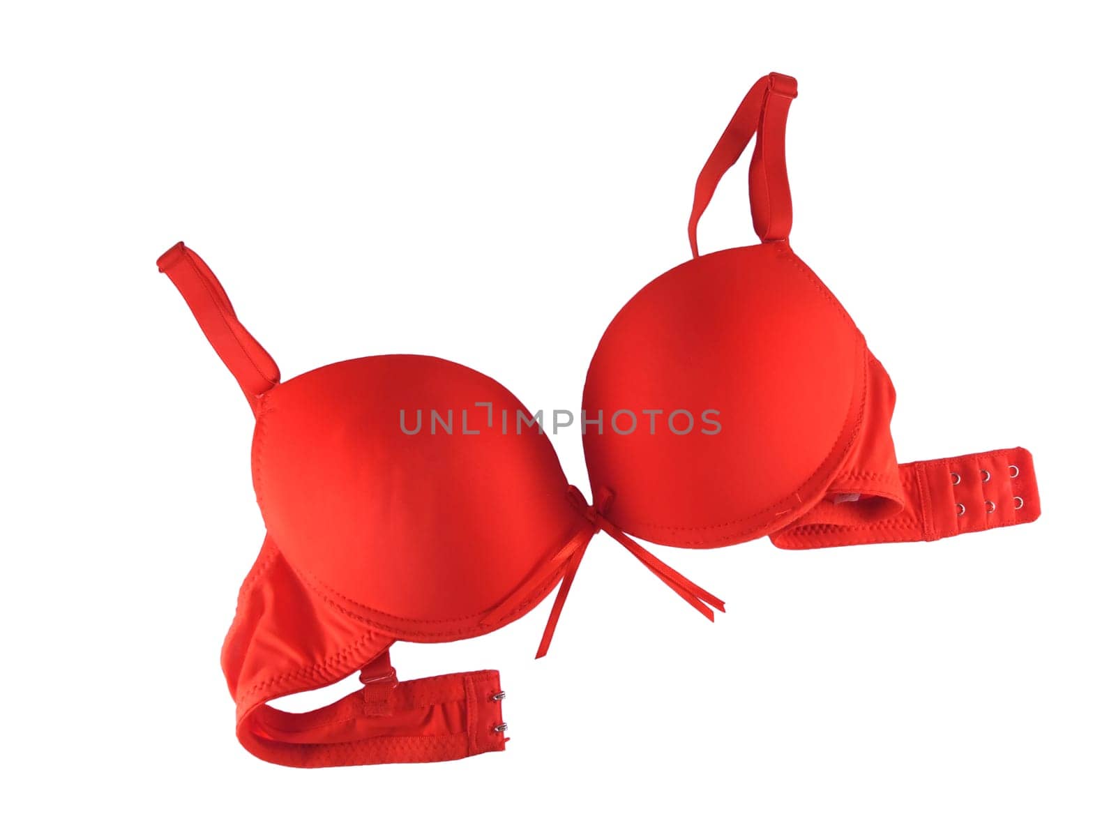 Isolated red bra over white background