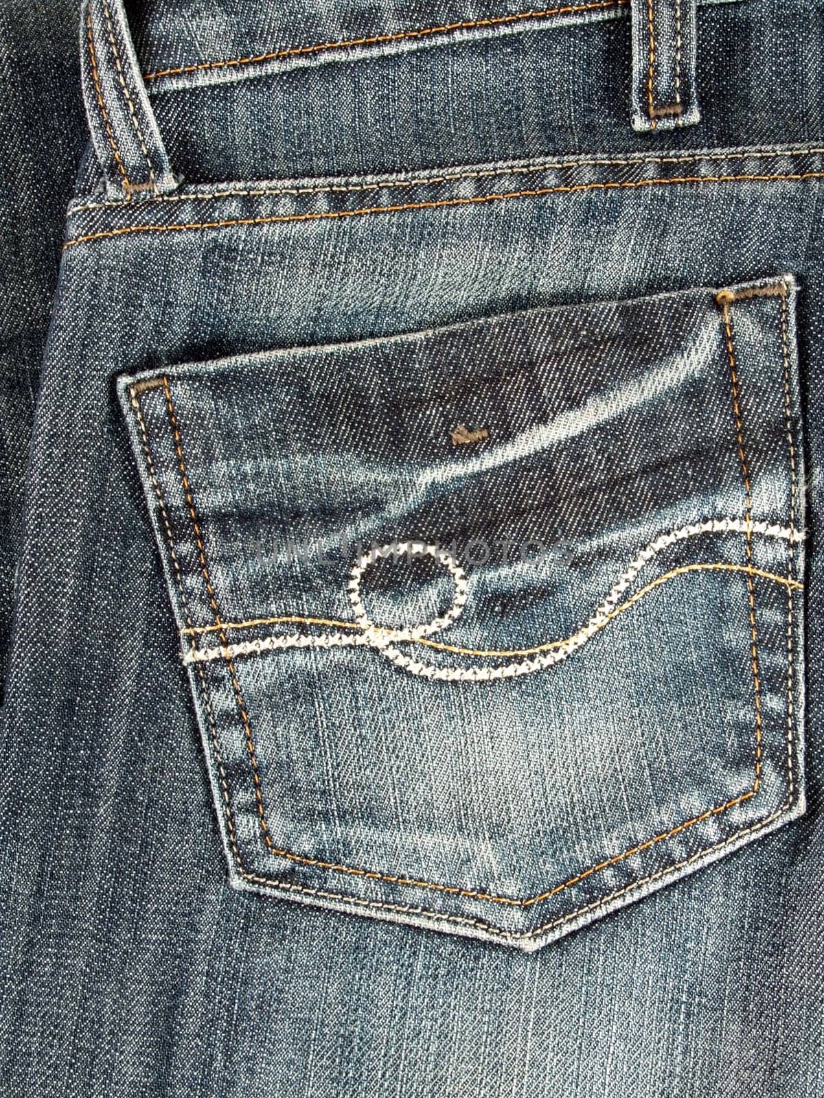 closeup of jeans back pocket