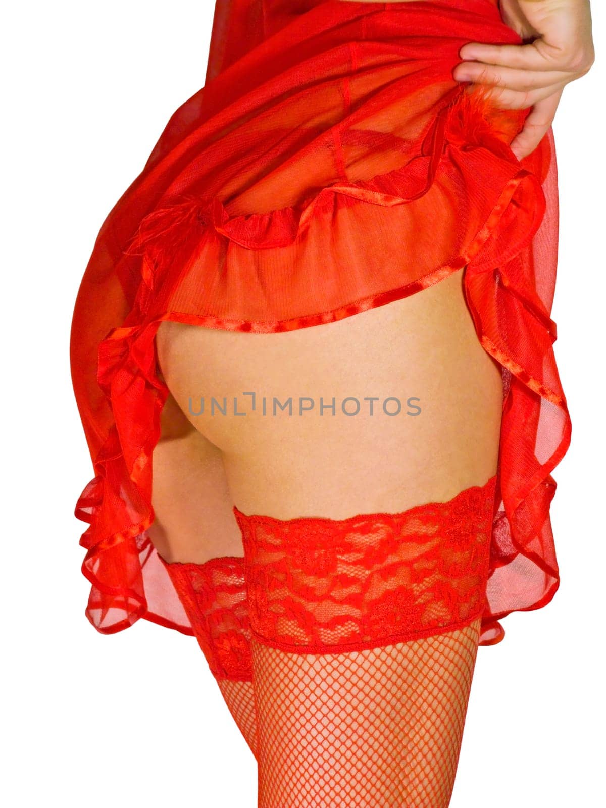 female back in sexy red lingerie