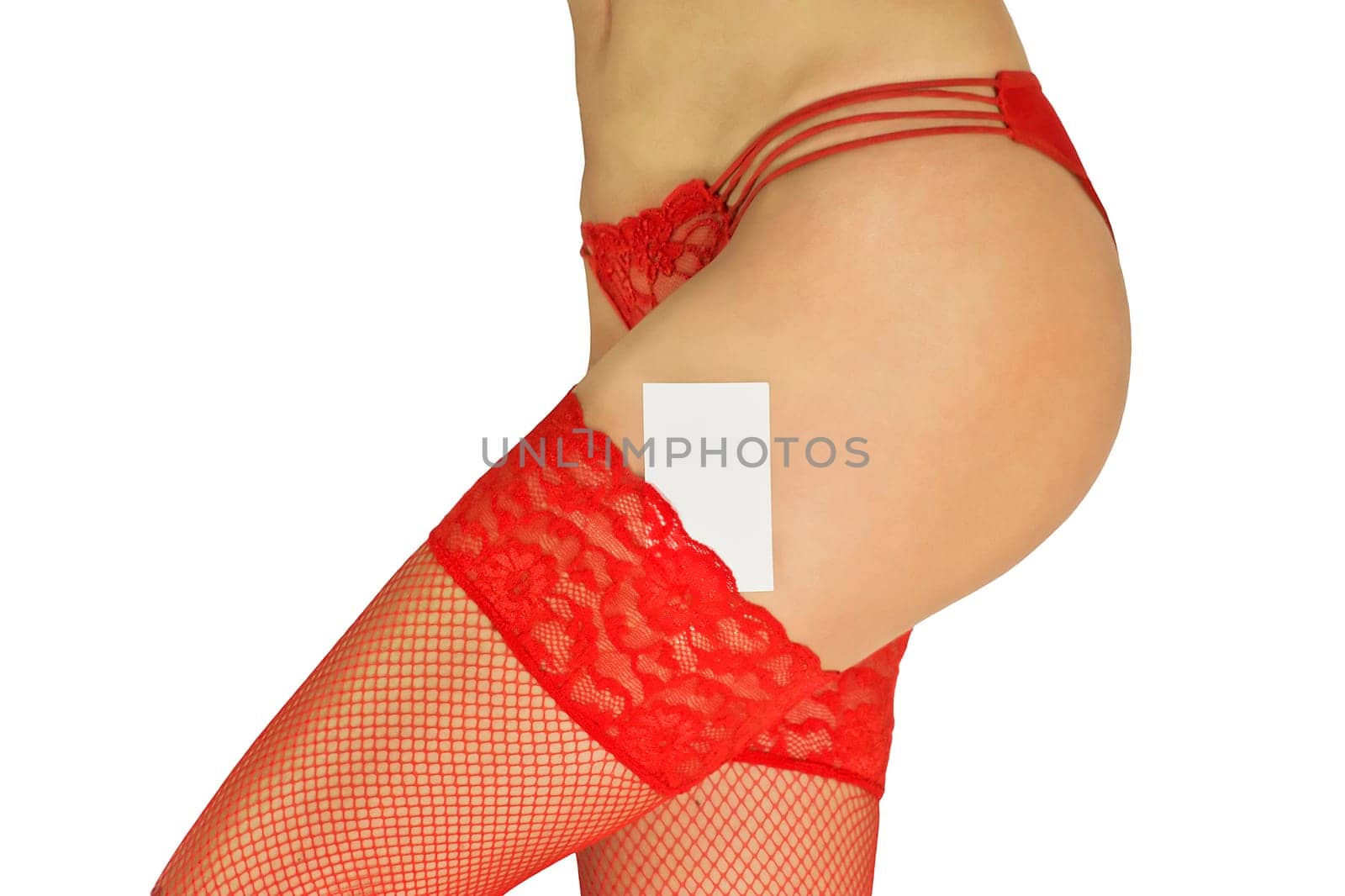 Blank card in woman erotic lingerie
