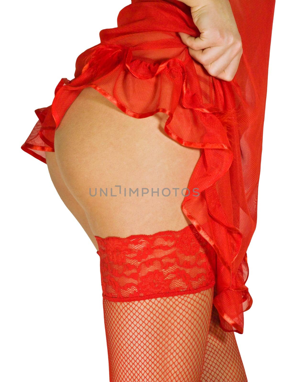 female back in sexy red lingerie