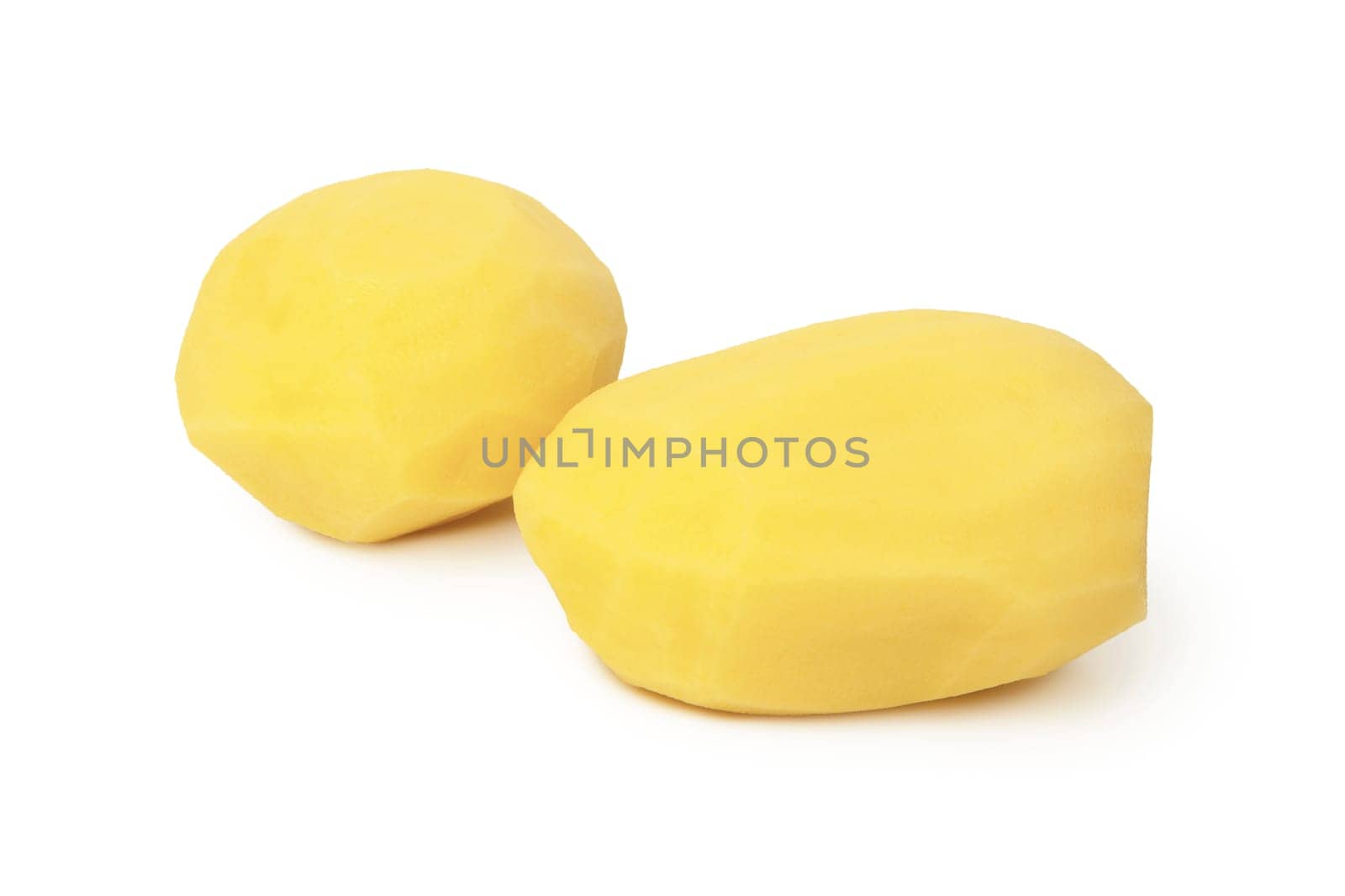Raw peeled potato isolated on white background. With clipping path