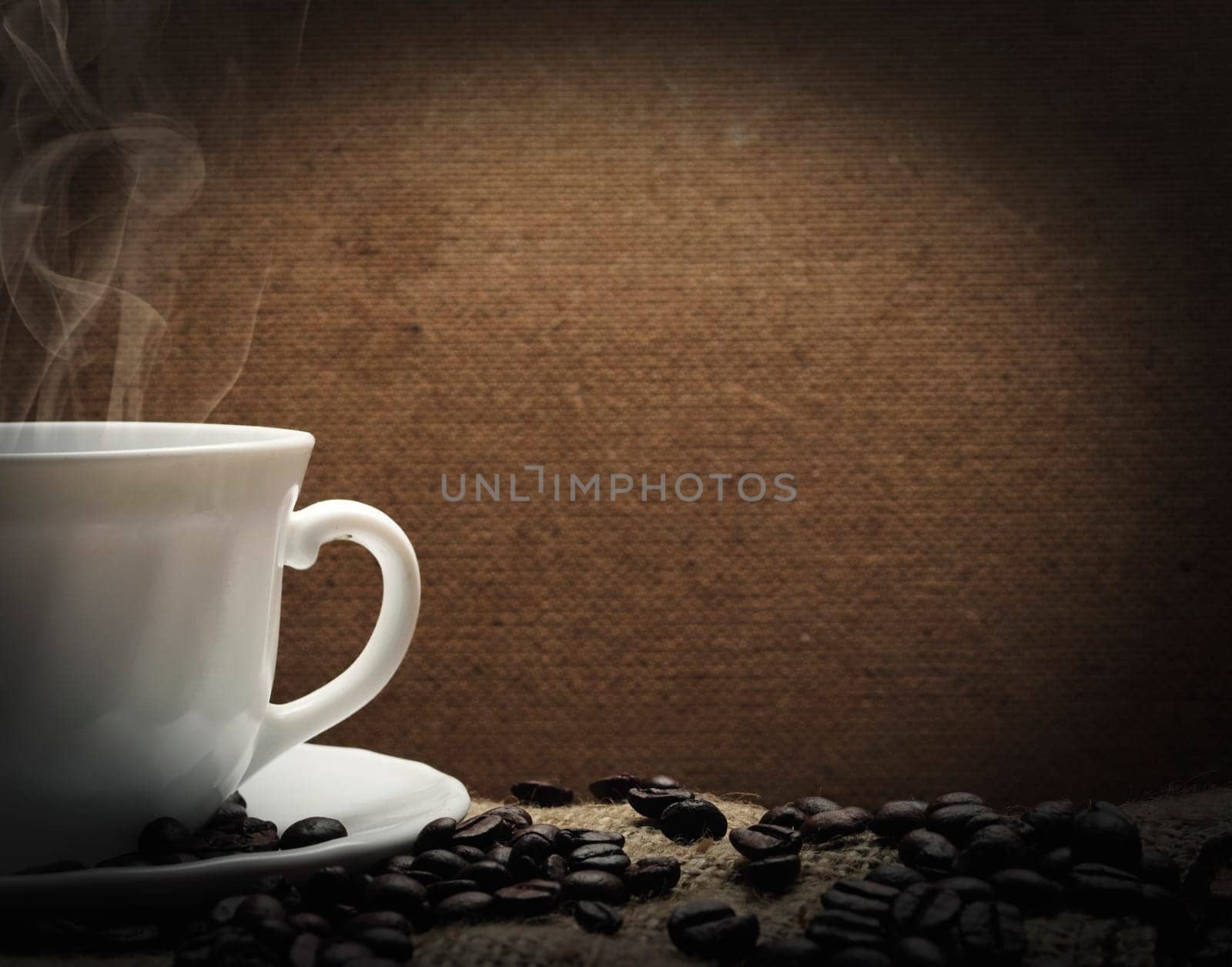 Closeup of cup of hot coffee