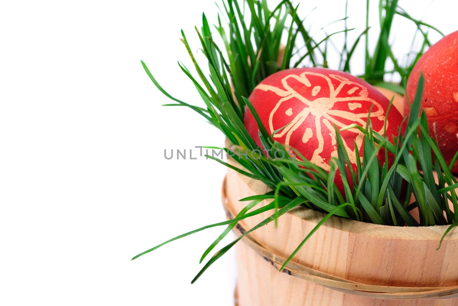 Red easter eggs isolated over white