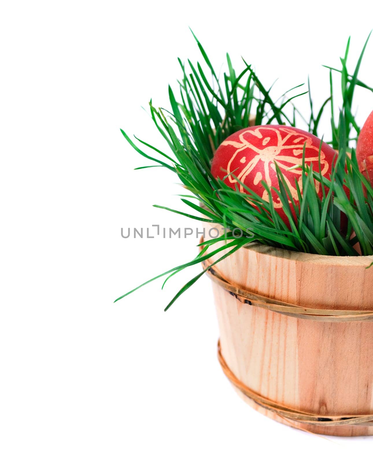 Red easter eggs isolated over white